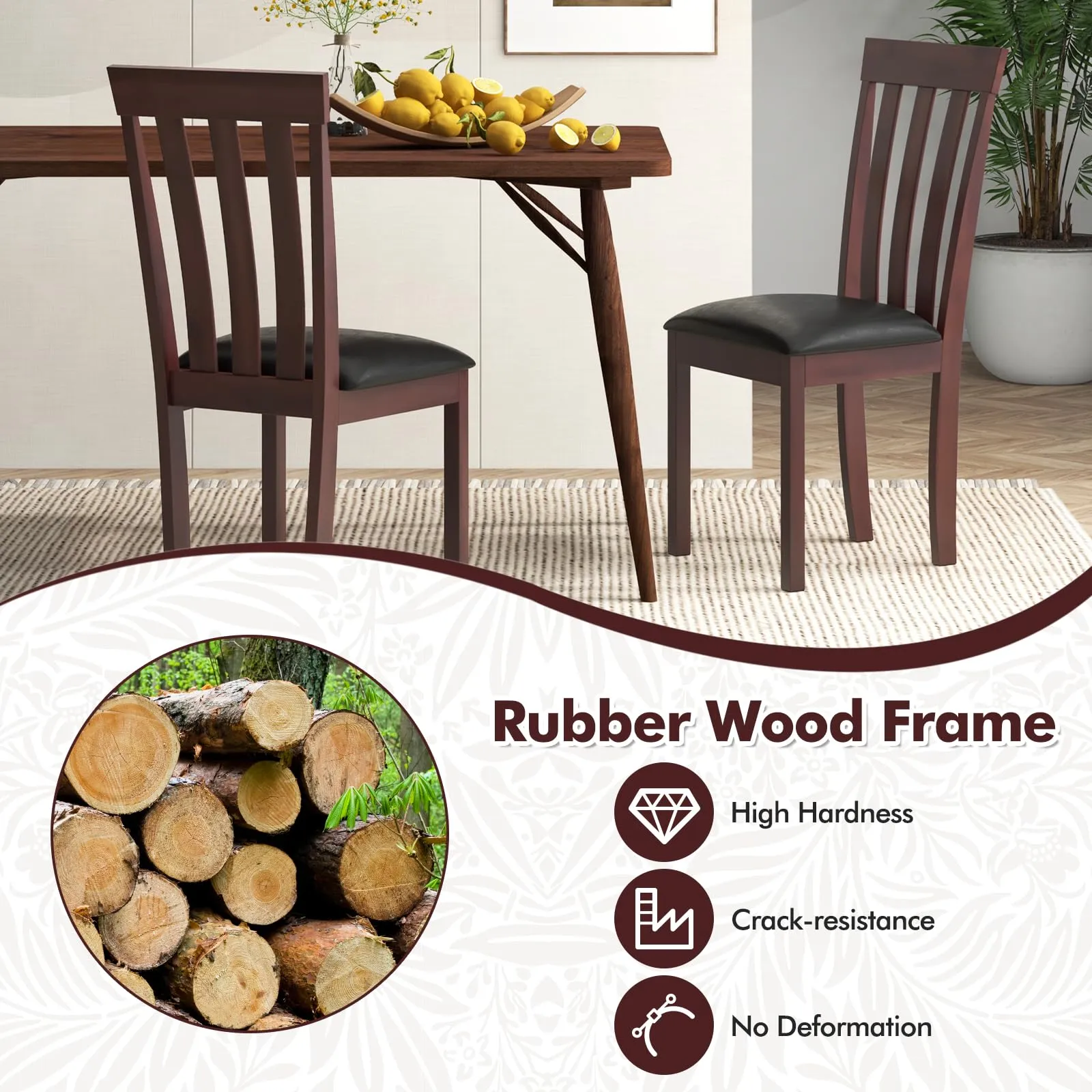 Giantex Wood Dining Chair, Mid Century Dining Side Chairs for Kitchen, Dining Room, Restaurant