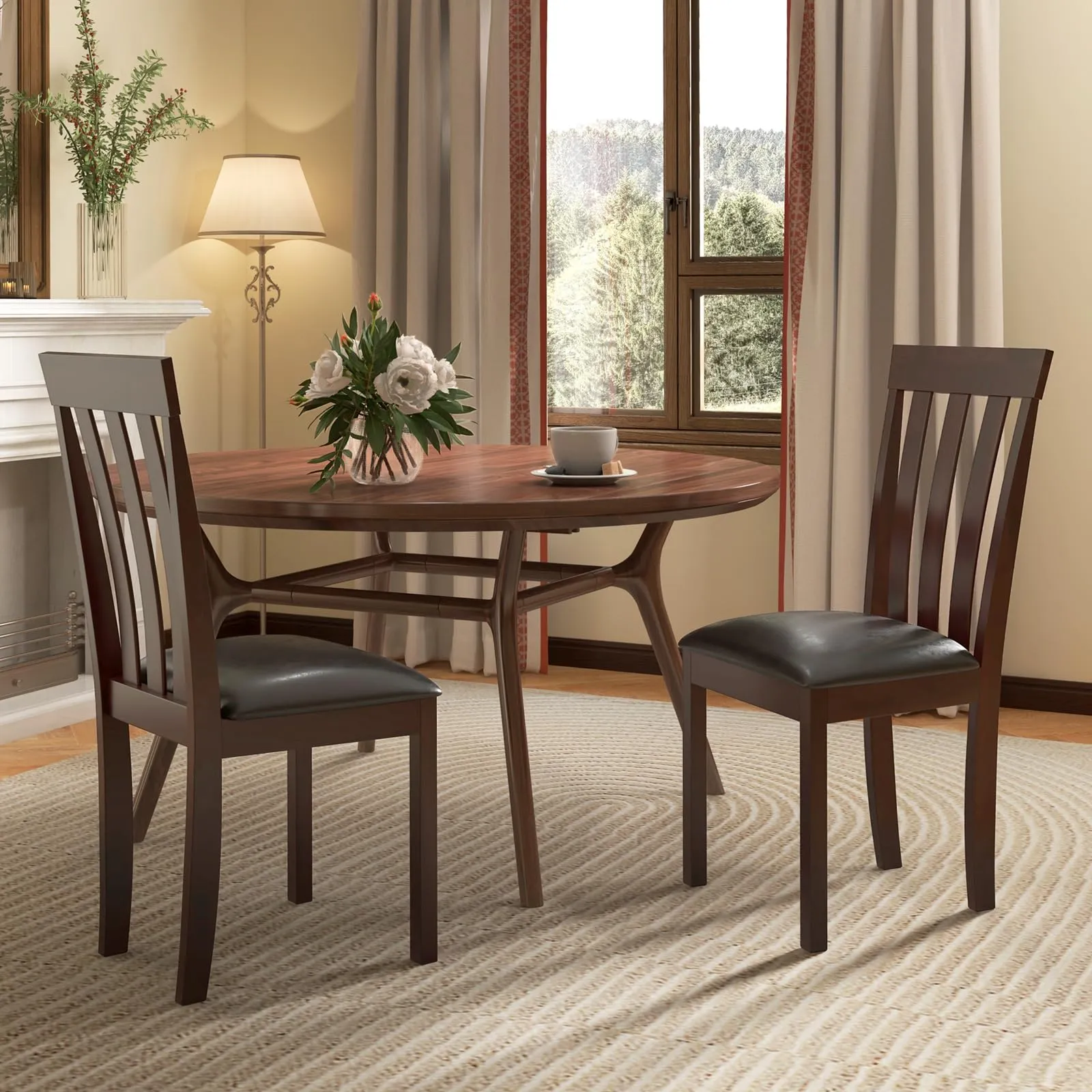 Giantex Wood Dining Chair, Mid Century Dining Side Chairs for Kitchen, Dining Room, Restaurant