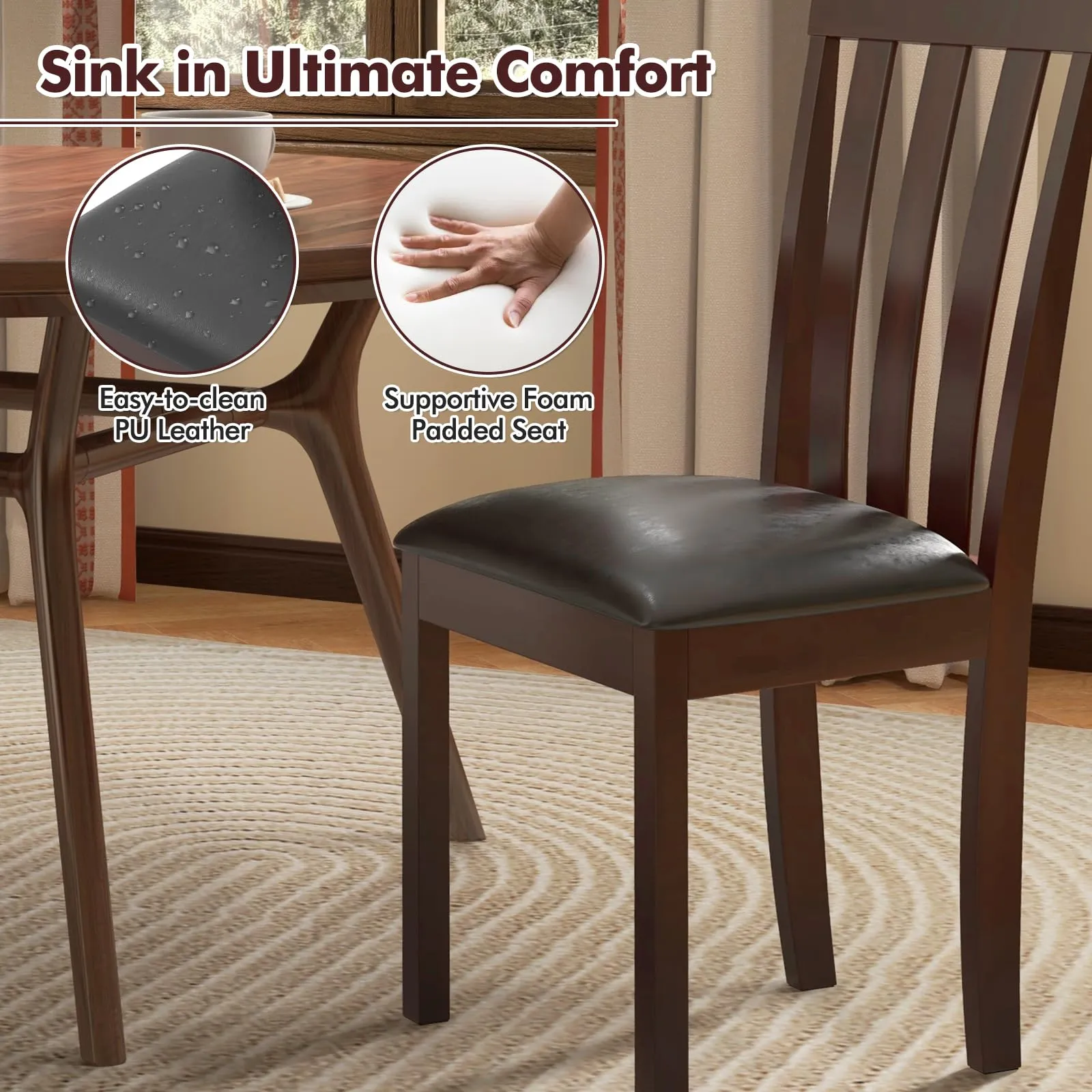 Giantex Wood Dining Chair, Mid Century Dining Side Chairs for Kitchen, Dining Room, Restaurant