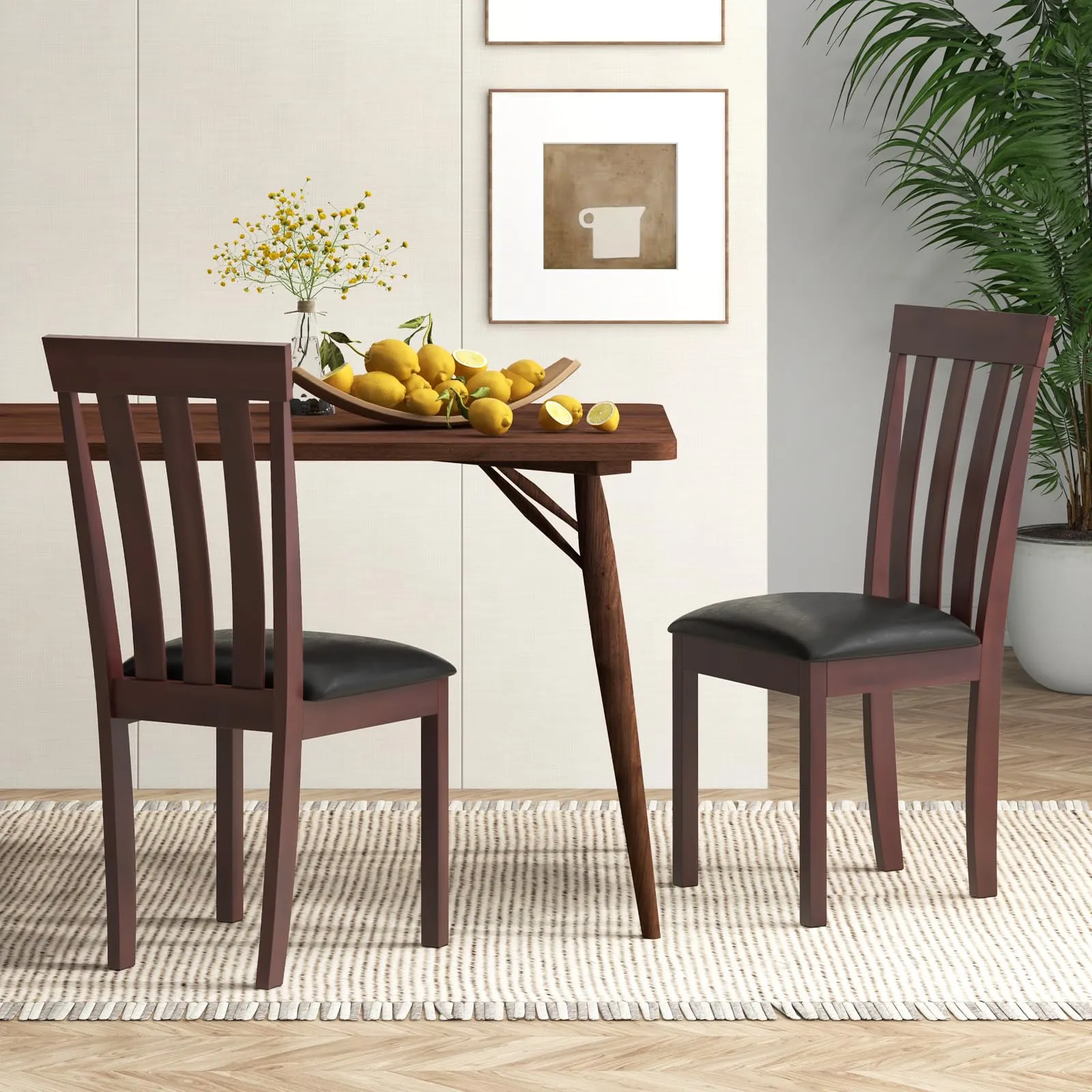 Giantex Wood Dining Chair, Mid Century Dining Side Chairs for Kitchen, Dining Room, Restaurant
