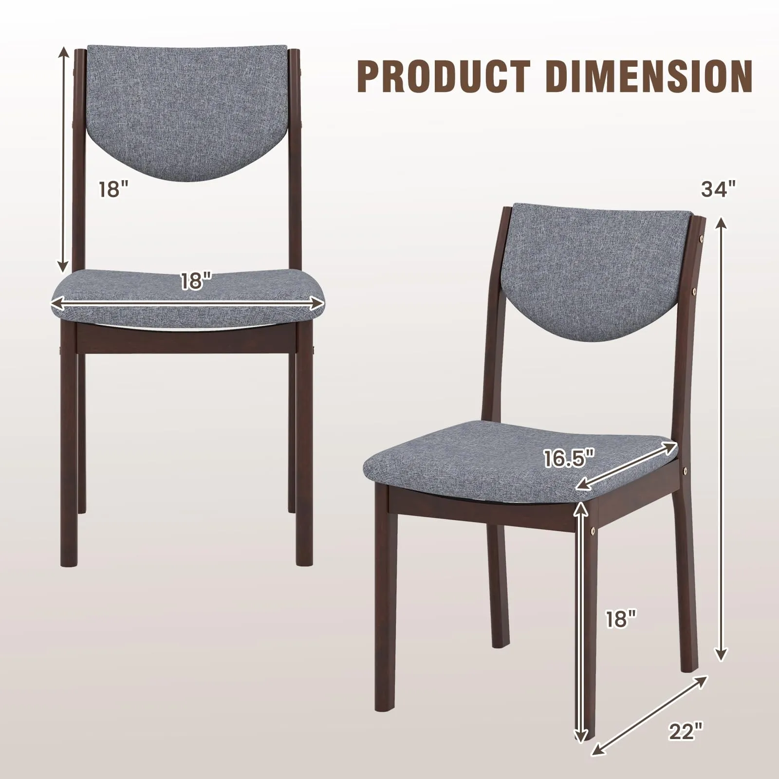 Giantex Wood Dining Chair, Wooden Kitchen Chairs with Rubber Wood Frame