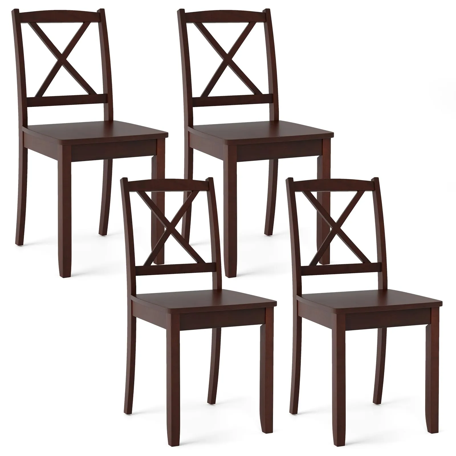 Giantex Wood Dining Chairs, Armless Kitchen Chairs w/Rubber Wood Legs & Curved Backrest