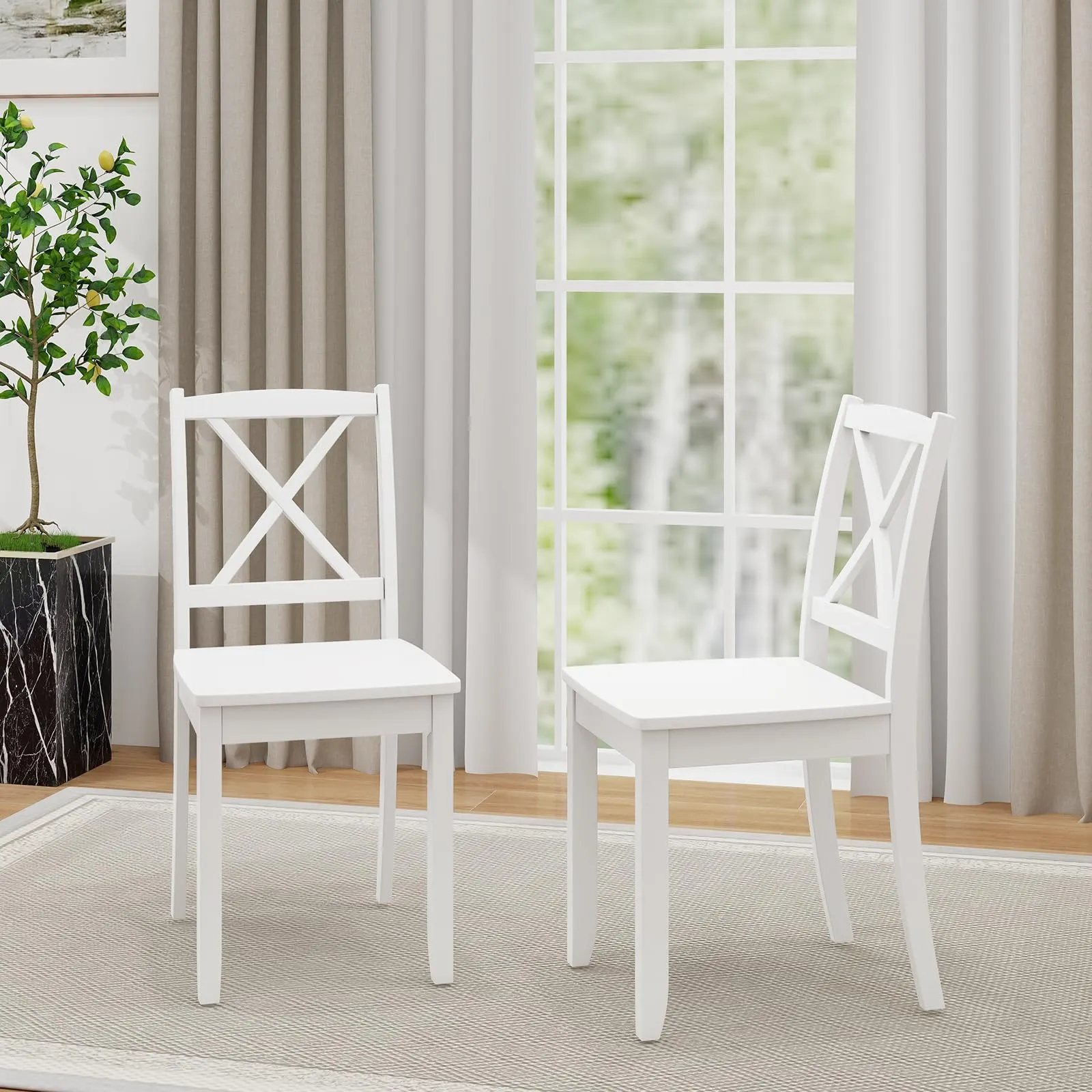 Giantex Wood Dining Chairs, Armless Kitchen Chairs w/Rubber Wood Legs & Curved Backrest