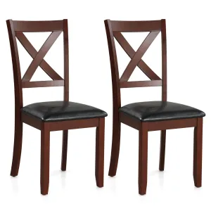 Giantex Wood Dining Chairs, Faux Leather Upholstered Dining Chairs with Rubber Wood Legs set of dining chairs, wooden chairs