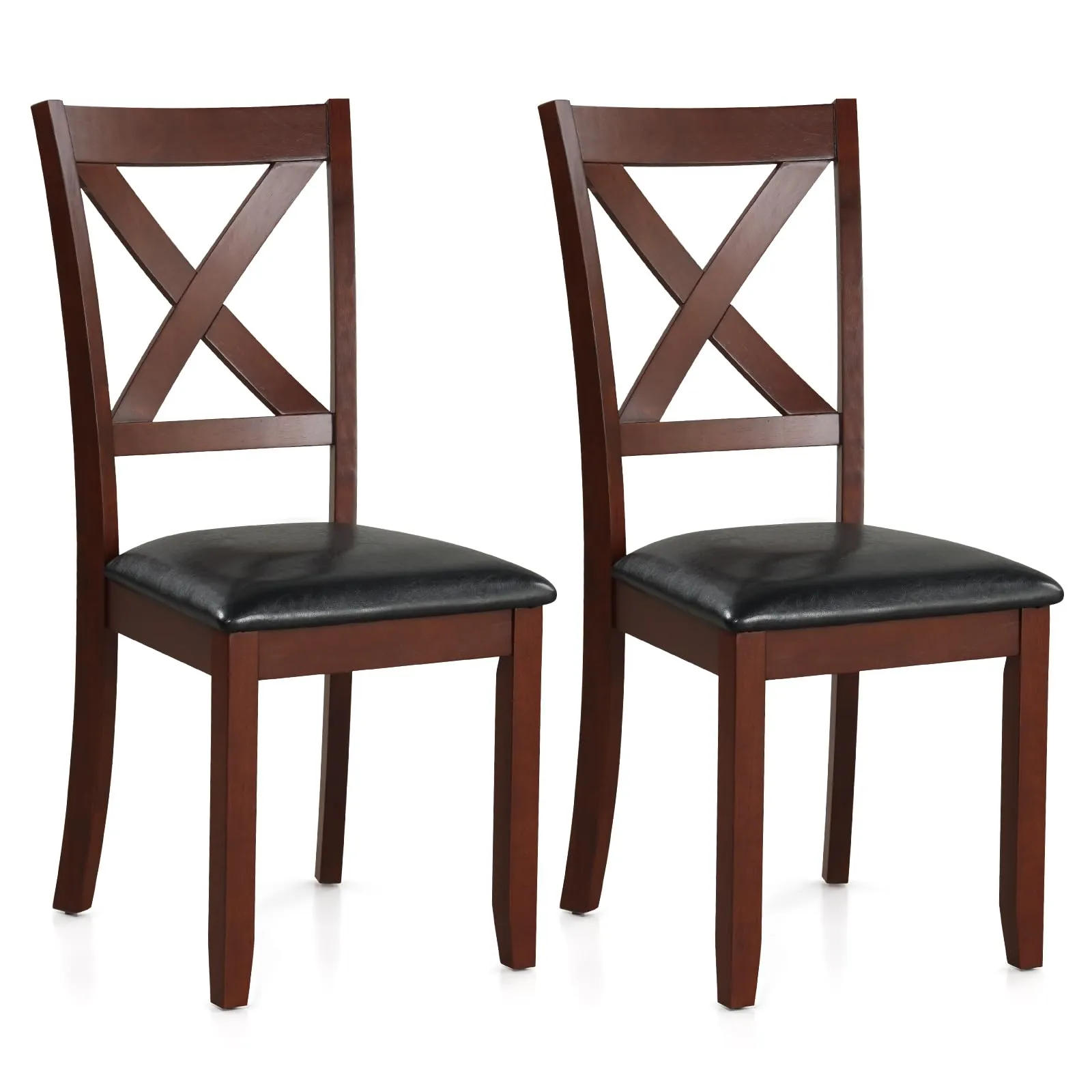 Giantex Wood Dining Chairs, Faux Leather Upholstered Dining Chairs with Rubber Wood Legs set of dining chairs, wooden chairs