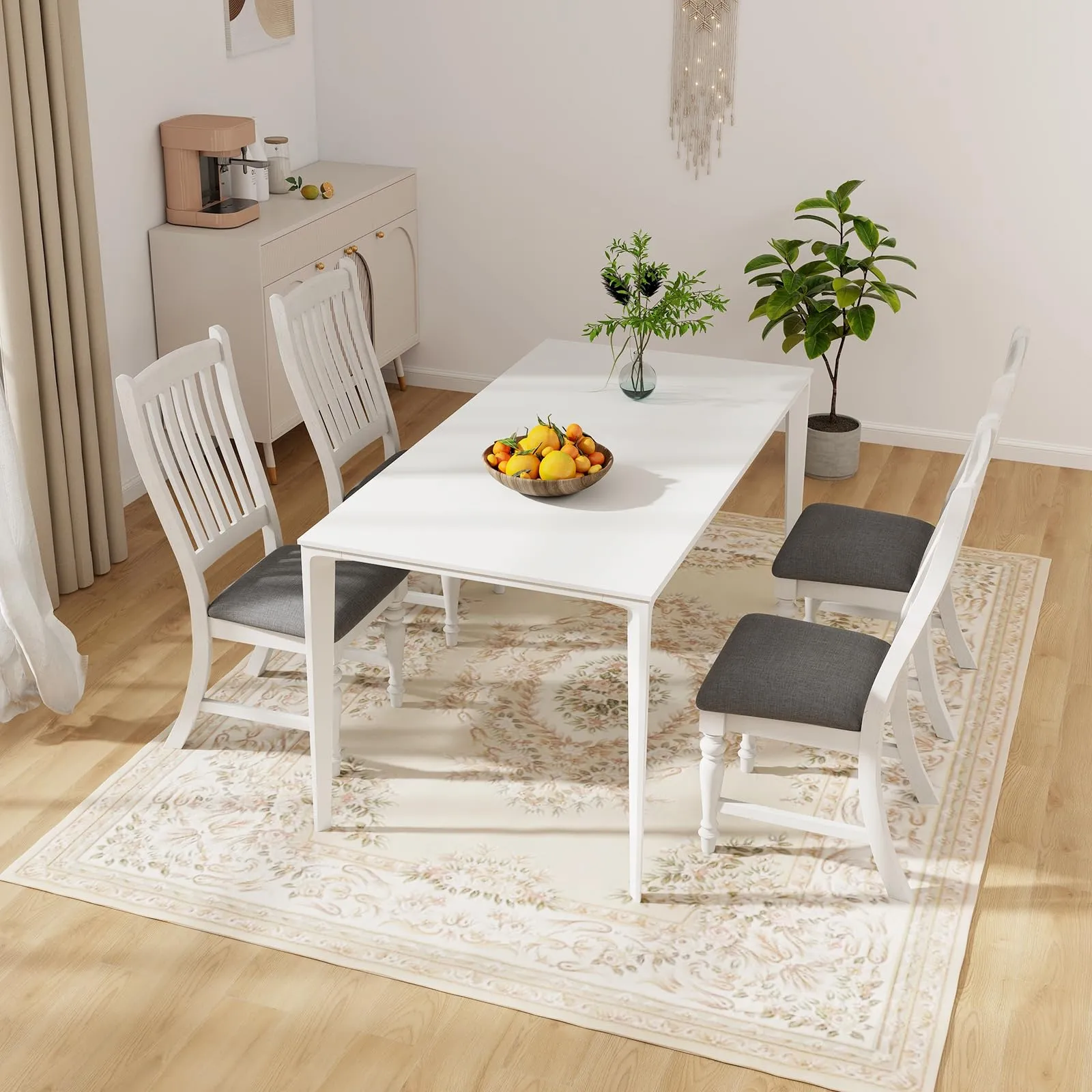 Giantex Wood Dining Chairs Set of 2, Farmhouse Kitchen Chairs with Solid Wood Frame, Max Load 355 Lbs