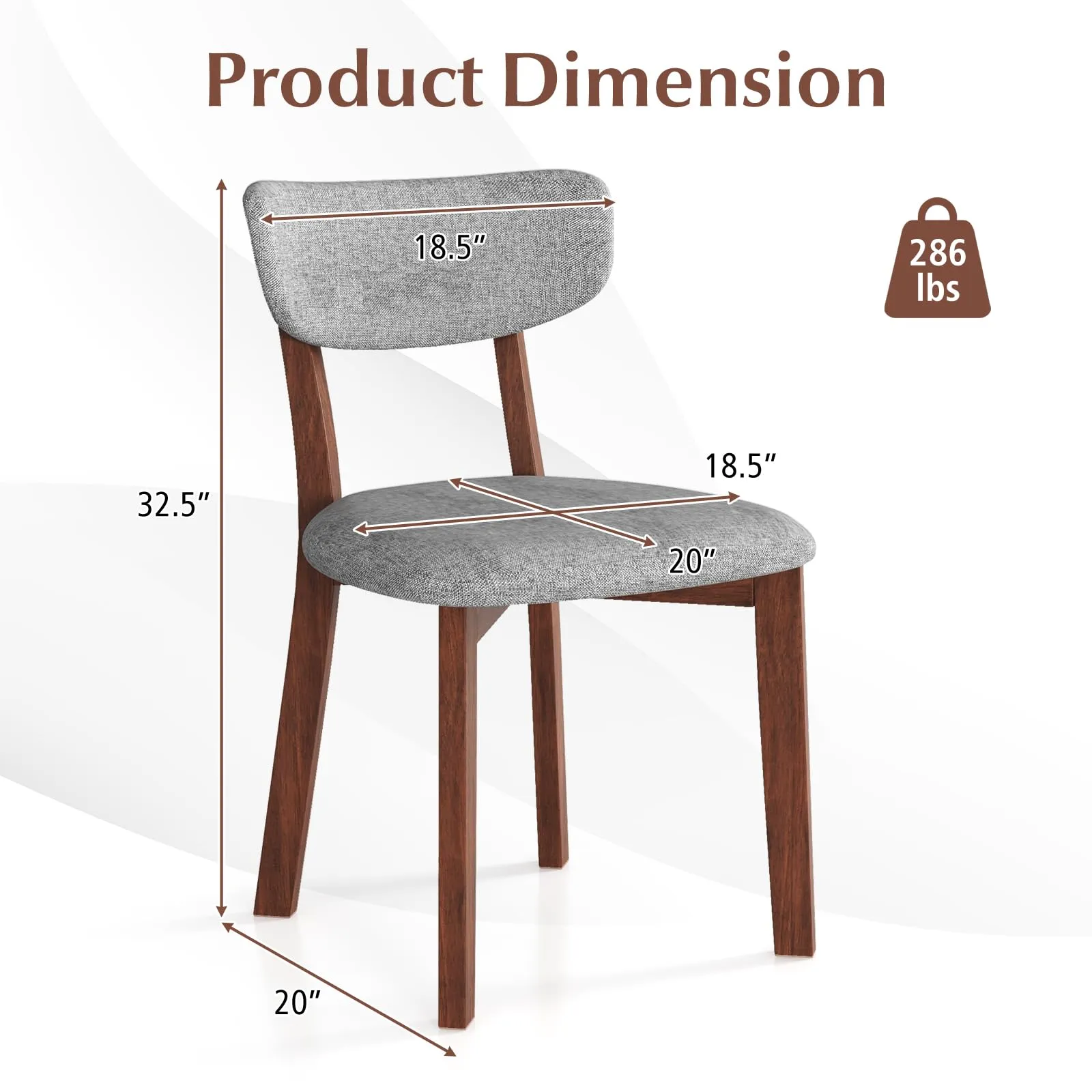 Giantex Wood Dining Chairs Set of 2, Farmhouse Wooden Dining Room Chair with Cushion Seat