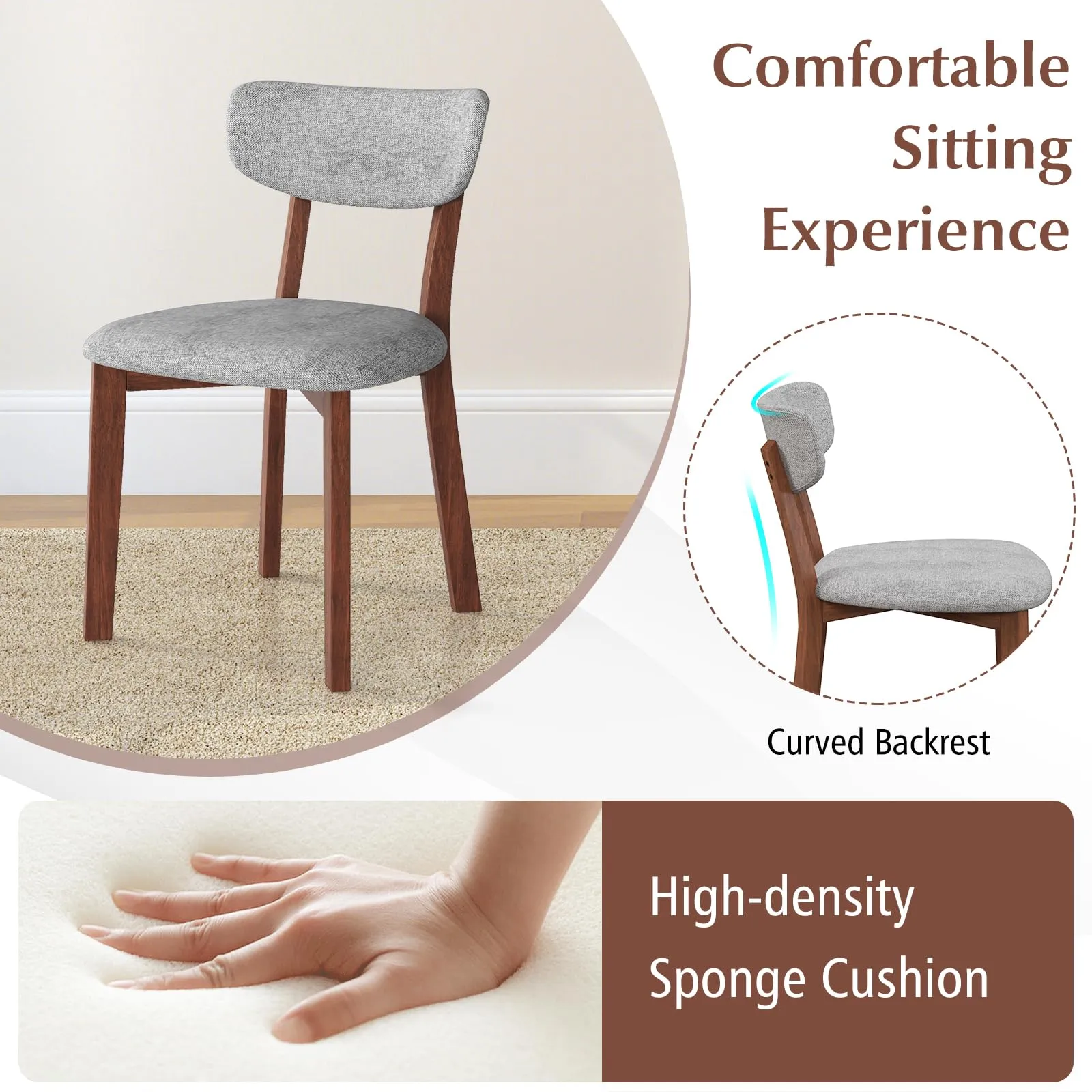Giantex Wood Dining Chairs Set of 2, Farmhouse Wooden Dining Room Chair with Cushion Seat