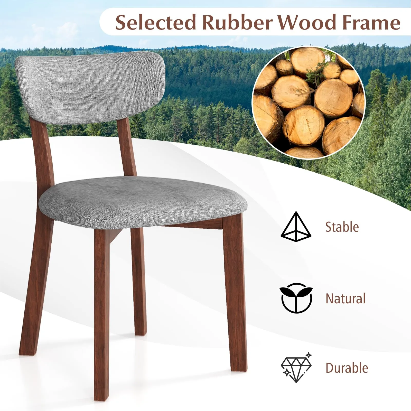 Giantex Wood Dining Chairs Set of 2, Farmhouse Wooden Dining Room Chair with Cushion Seat