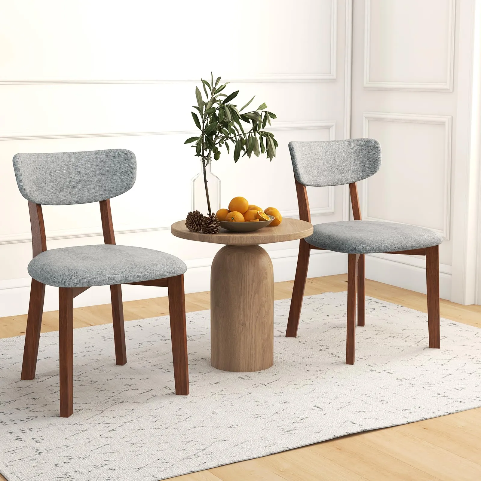 Giantex Wood Dining Chairs Set of 2, Farmhouse Wooden Dining Room Chair with Cushion Seat