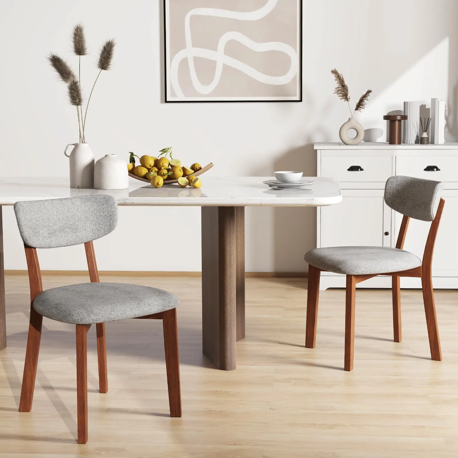 Giantex Wood Dining Chairs Set of 2, Farmhouse Wooden Dining Room Chair with Cushion Seat