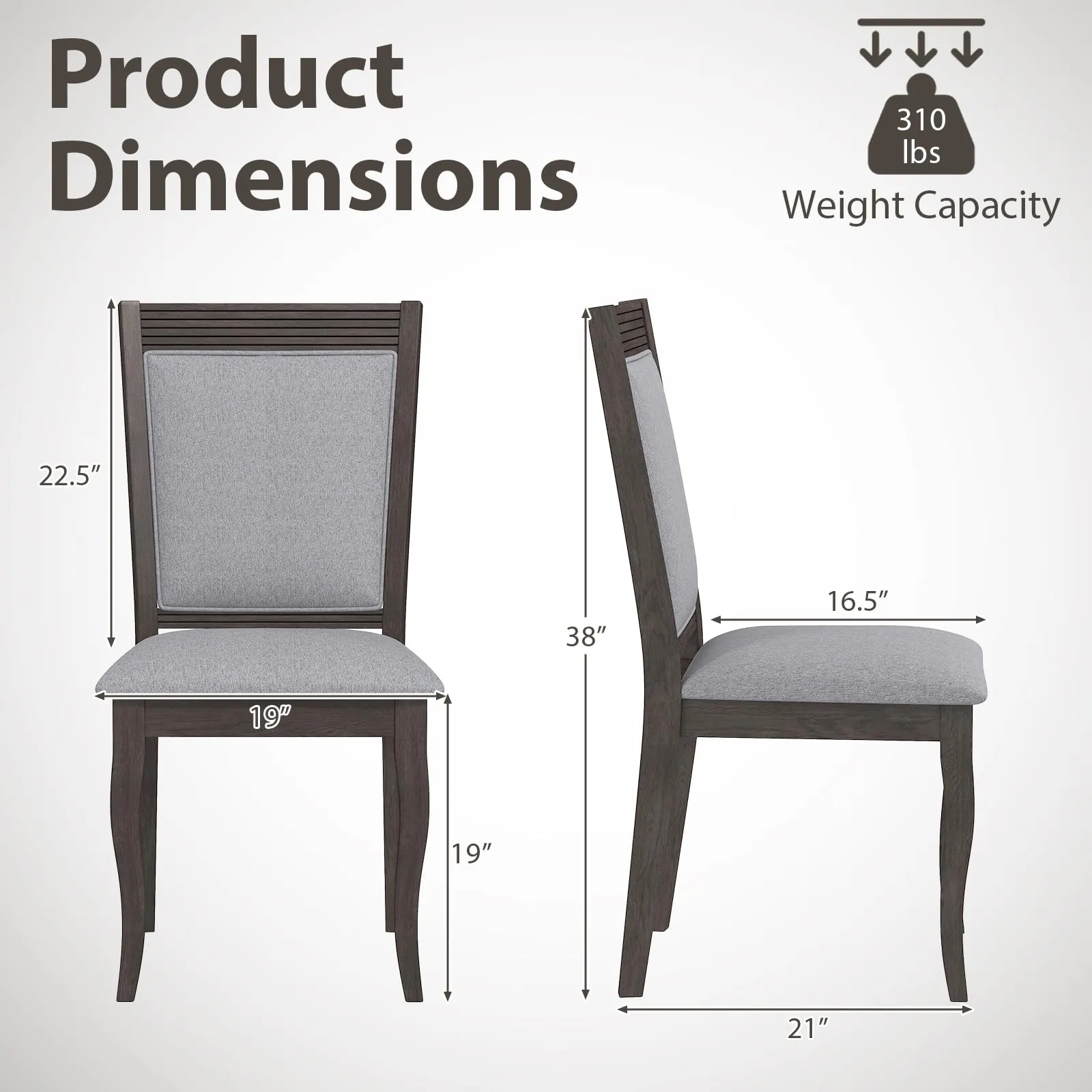 Giantex Wood Dining Chairs Set of 2/4, Farmhouse Upholstered Kitchen Chairs w/Rubber Wood Frame