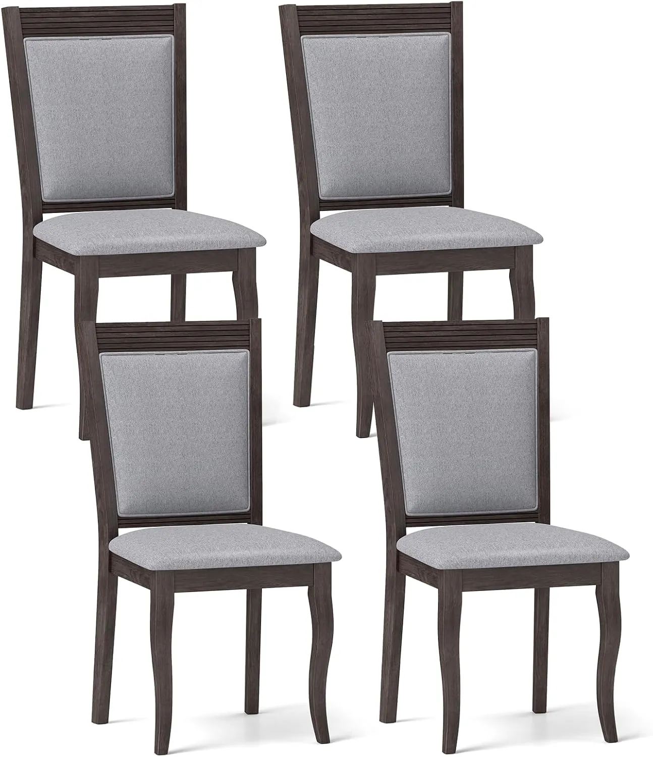 Giantex Wood Dining Chairs Set of 2/4, Farmhouse Upholstered Kitchen Chairs w/Rubber Wood Frame