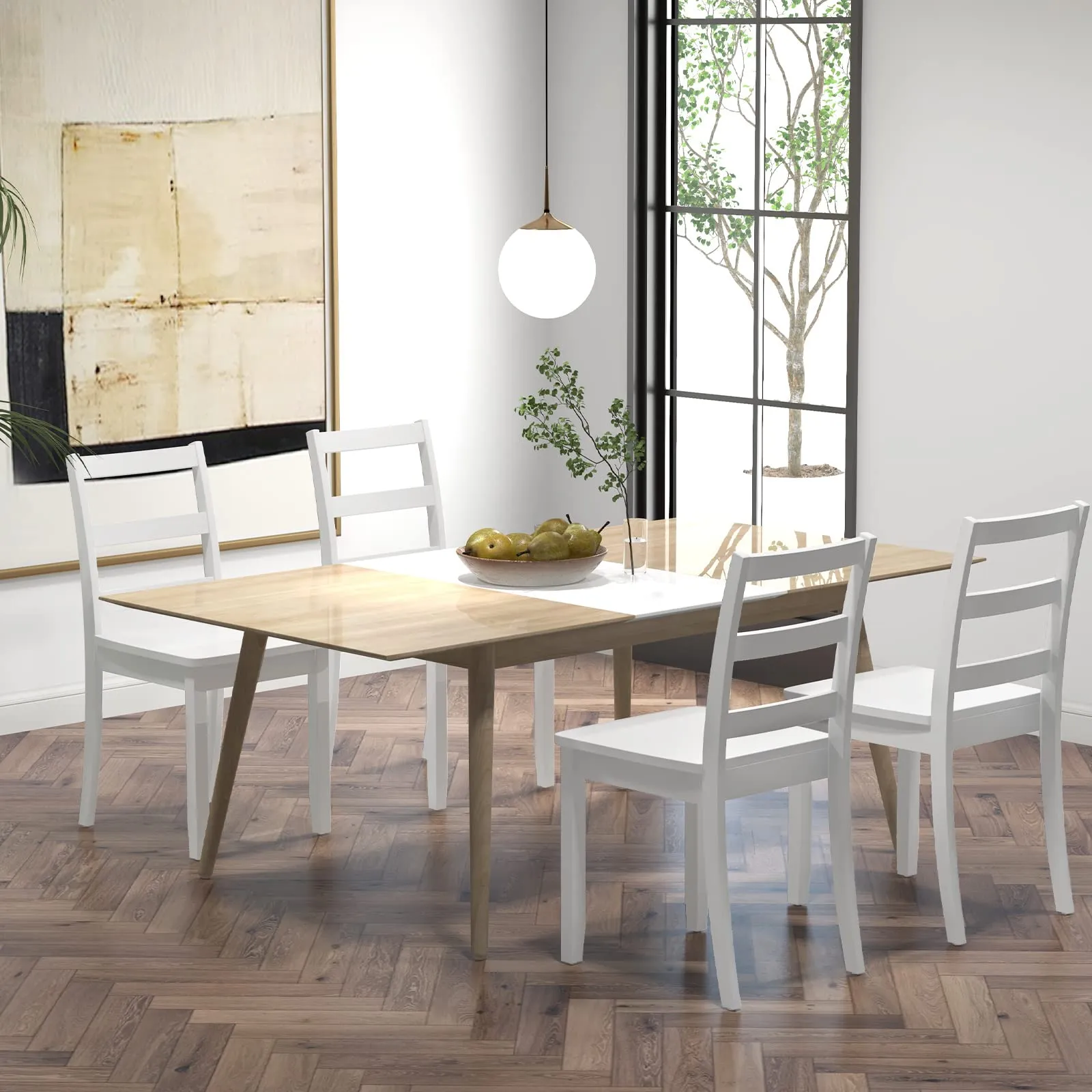 Giantex Wood Dining Chairs Set of 2/4 - Wooden Armless Kitchen Chairs with Solid Rubber Wood Legs