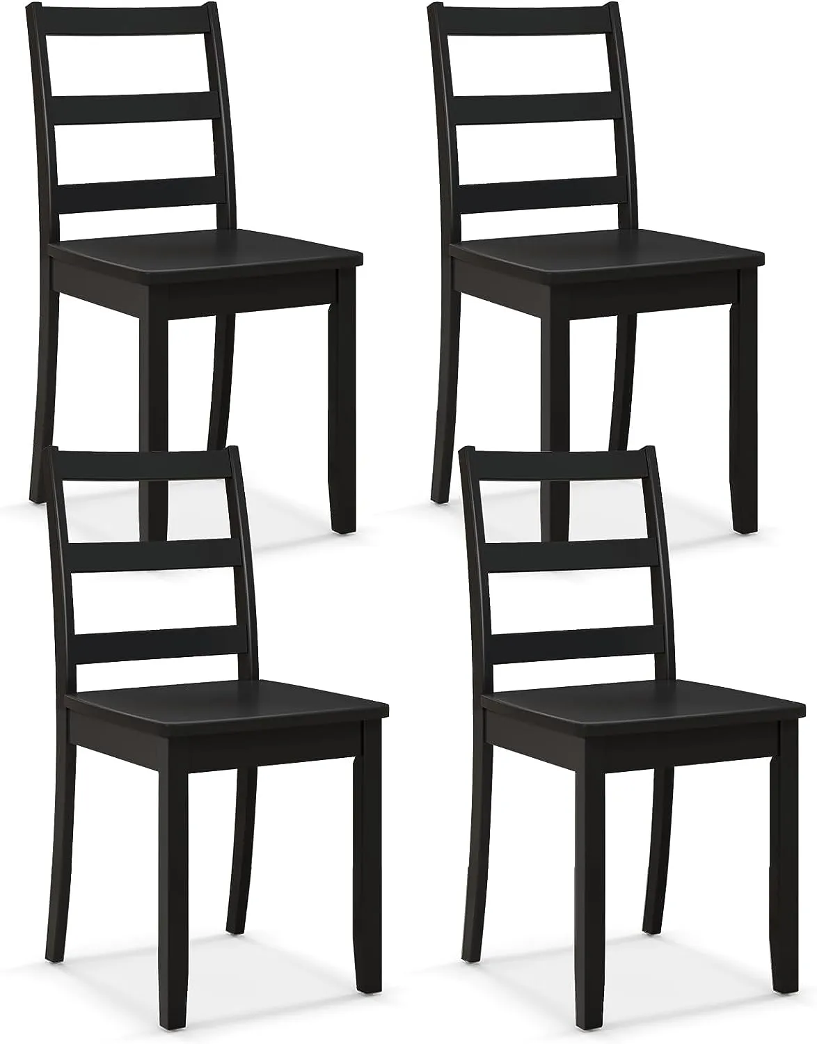 Giantex Wood Dining Chairs Set of 2/4 - Wooden Armless Kitchen Chairs with Solid Rubber Wood Legs