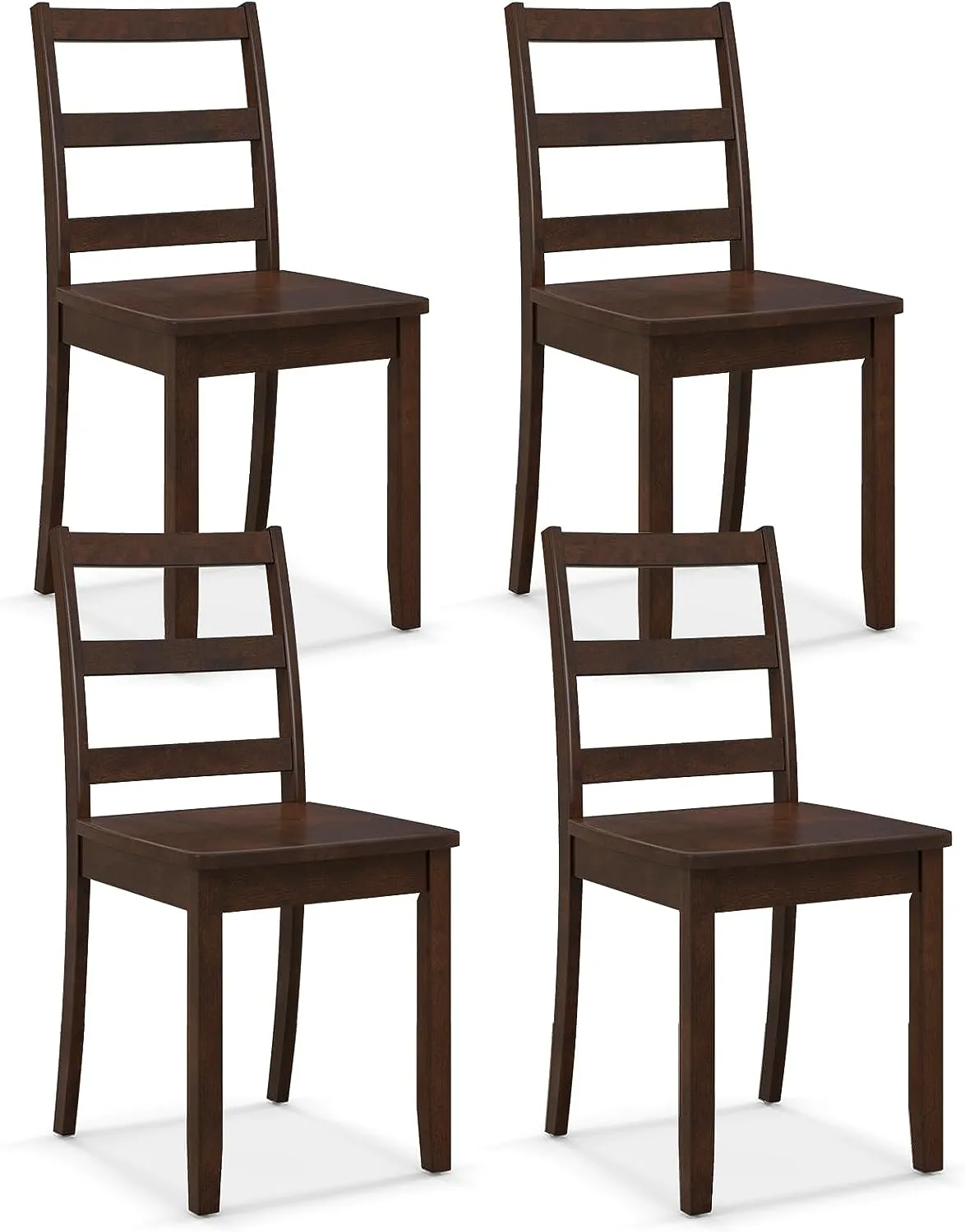 Giantex Wood Dining Chairs Set of 2/4 - Wooden Armless Kitchen Chairs with Solid Rubber Wood Legs