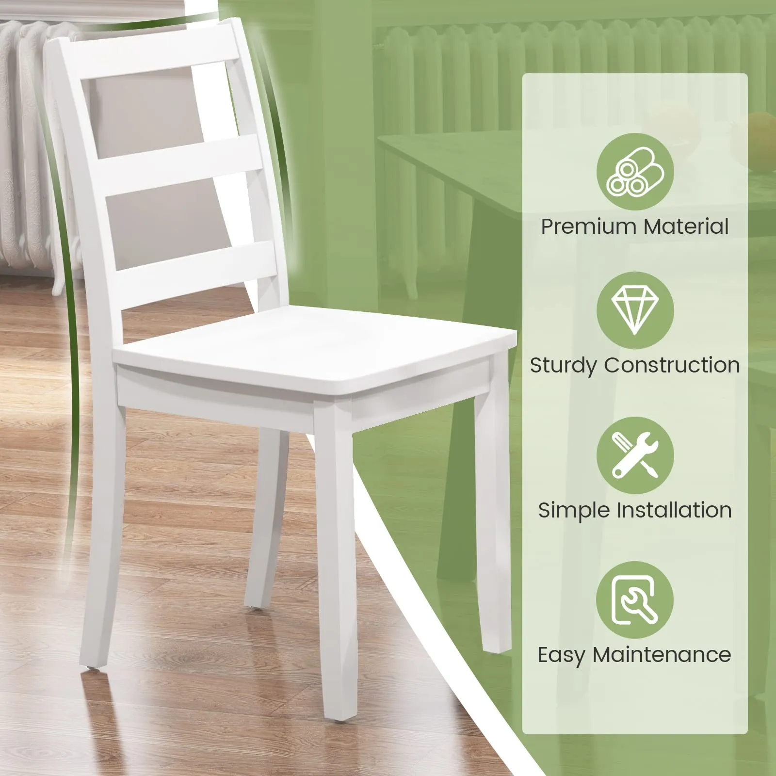 Giantex Wood Dining Chairs Set of 2/4 - Wooden Armless Kitchen Chairs with Solid Rubber Wood Legs