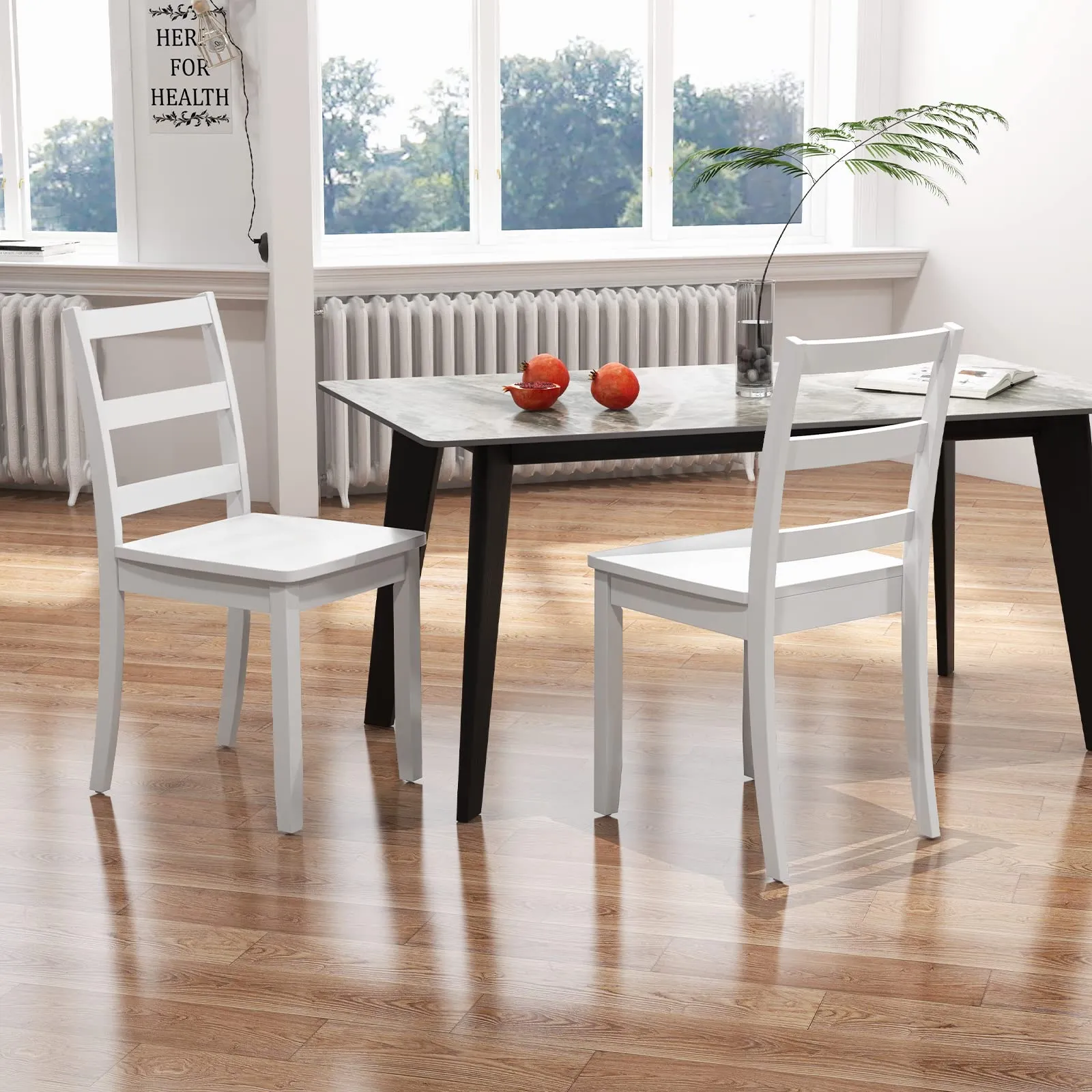 Giantex Wood Dining Chairs Set of 2/4 - Wooden Armless Kitchen Chairs with Solid Rubber Wood Legs