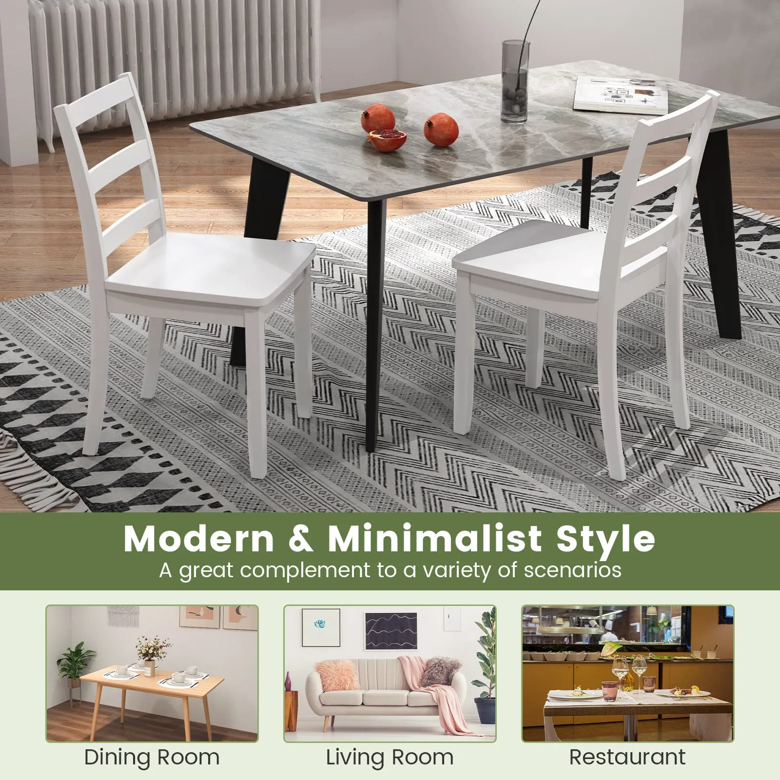 Giantex Wood Dining Chairs Set of 2/4 - Wooden Armless Kitchen Chairs with Solid Rubber Wood Legs