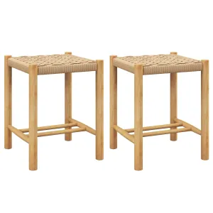 Giantex Wood Stools Set of 2, 18" Tall Boho Backless Stool Chairs with Rubber Wood Legs kitchen barstool, adjustable bar stool