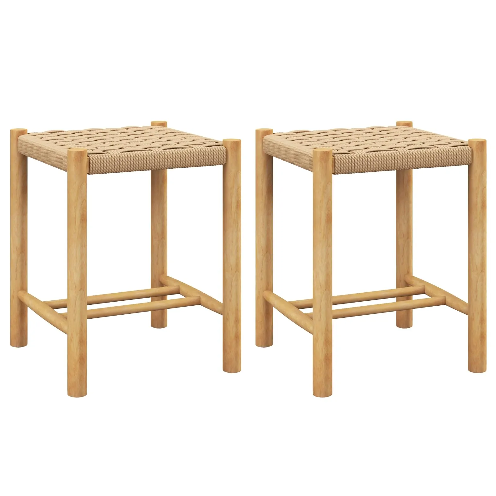 Giantex Wood Stools Set of 2, 18" Tall Boho Backless Stool Chairs with Rubber Wood Legs kitchen barstool, adjustable bar stool