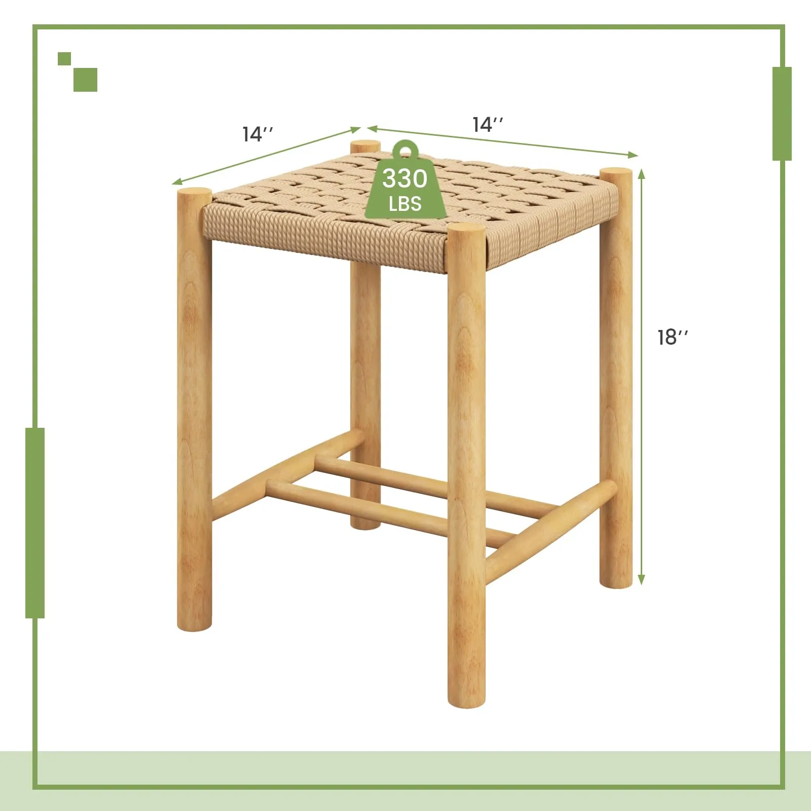 Giantex Wood Stools Set of 2, 18" Tall Boho Backless Stool Chairs with Rubber Wood Legs