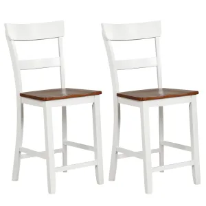 Giantex Wooden Bar Stools Counter Height Set of 2, 24.5" Farmhouse Wood Bar Dining Chairs kitchen barstool, adjustable bar stool