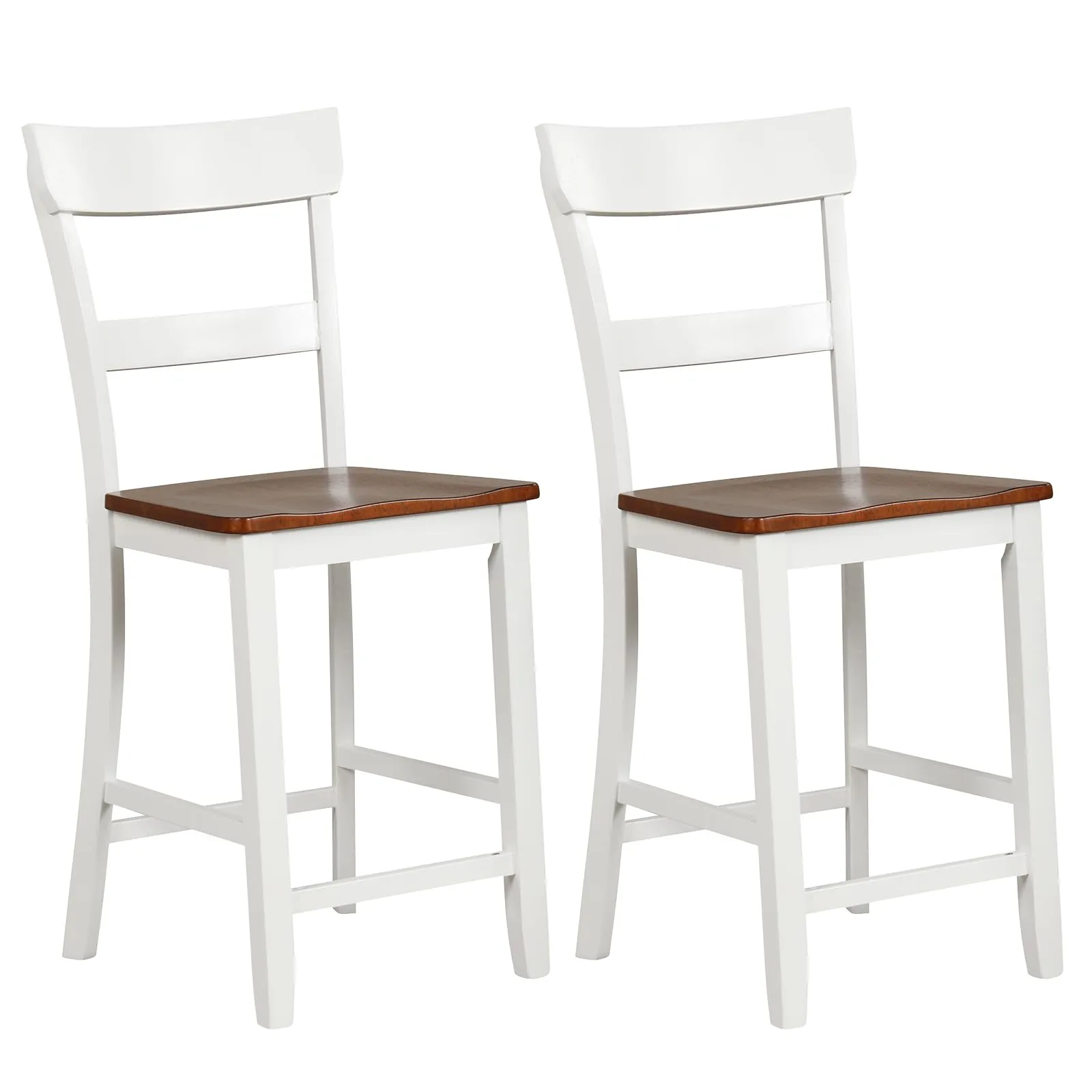 Giantex Wooden Bar Stools Counter Height Set of 2, 24.5" Farmhouse Wood Bar Dining Chairs kitchen barstool, adjustable bar stool