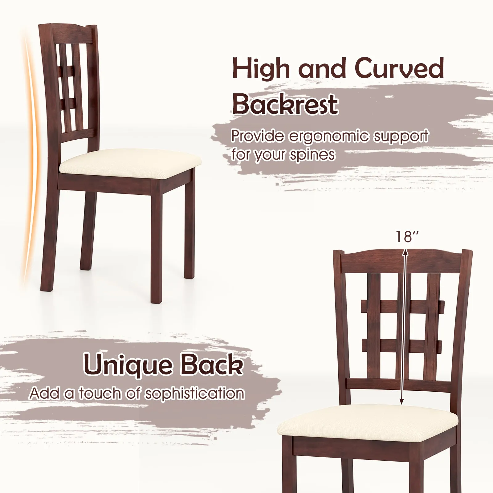 Giantex Wooden Dining Chair, Linen Fabric Padded Kitchen Chairs