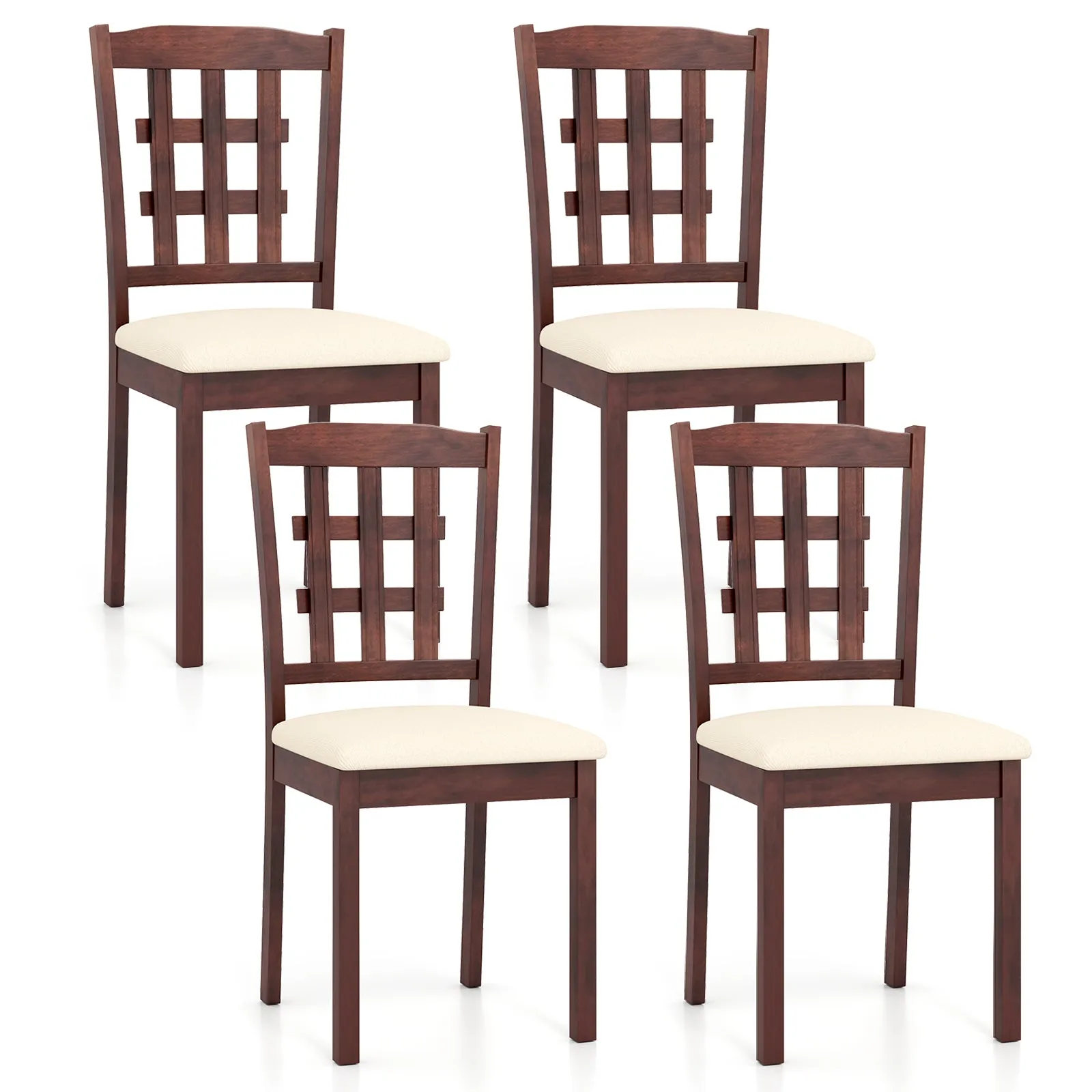 Giantex Wooden Dining Chair, Linen Fabric Padded Kitchen Chairs