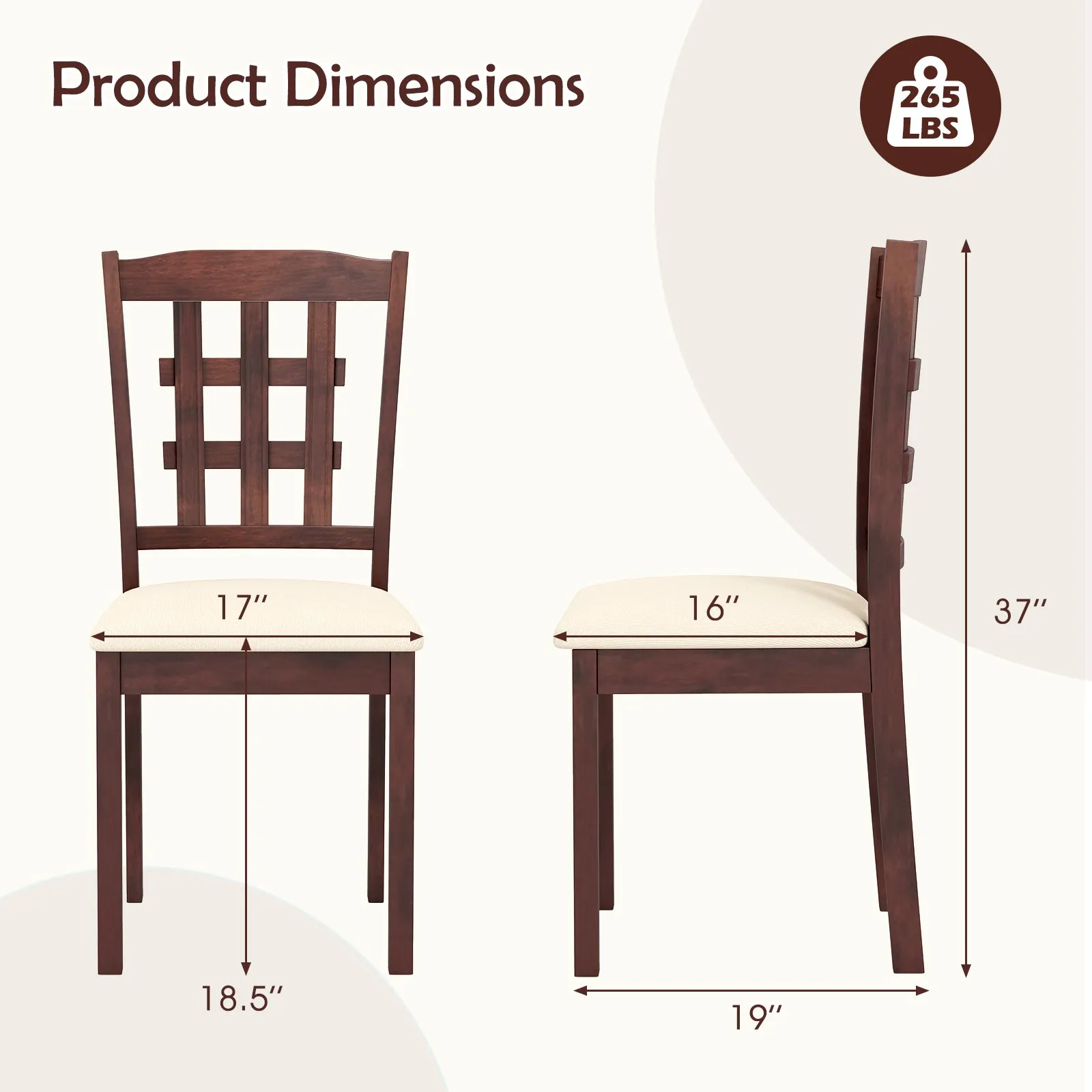 Giantex Wooden Dining Chair, Linen Fabric Padded Kitchen Chairs