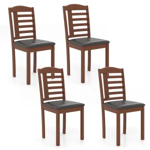 Giantex Wooden Dining Chair, PU Leather Upholstered Kitchen Chairs w/Padded Seat set of dining chairs, wooden chairs