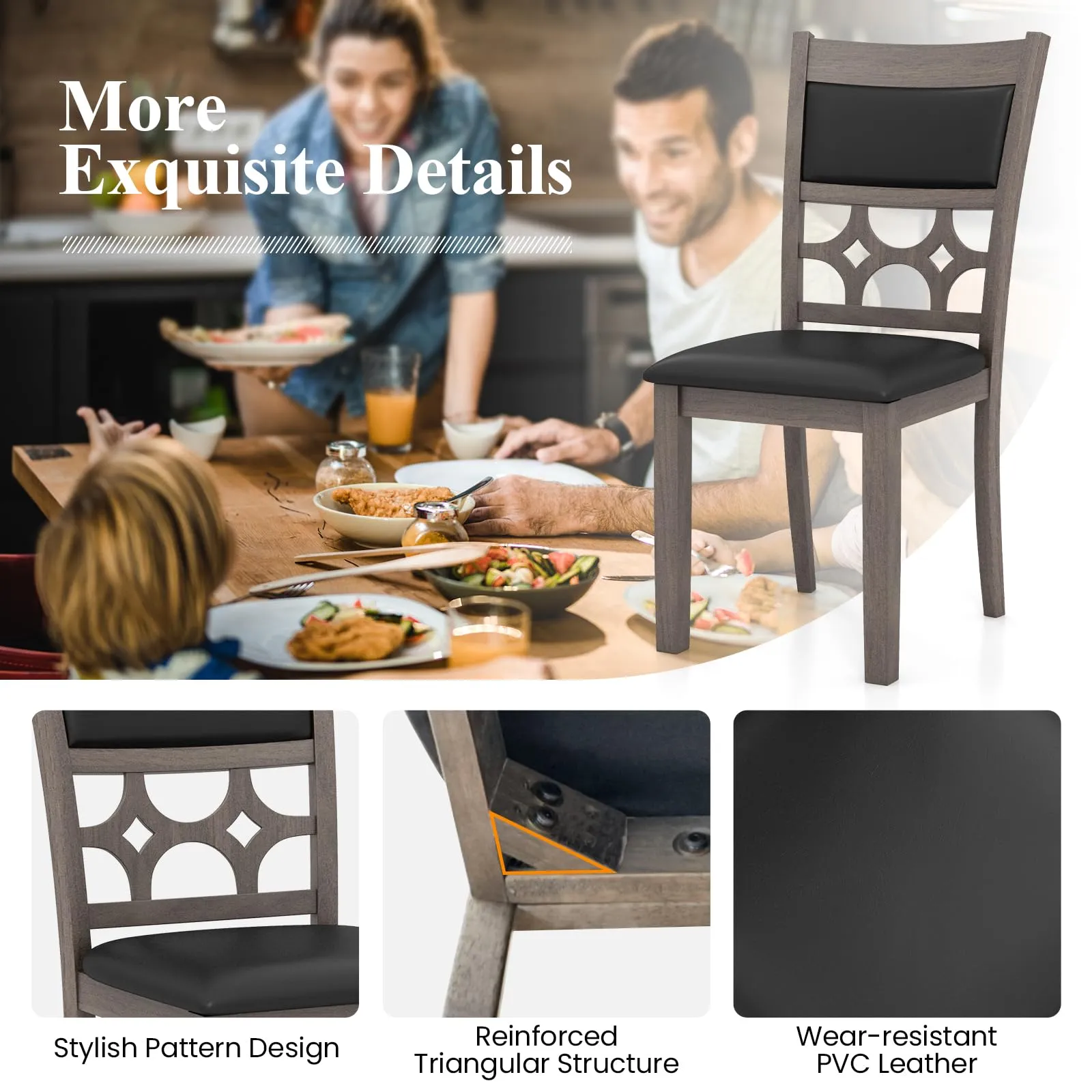 Giantex Wooden Dining Chairs, Farmhouse Armless Kitchen Chairs w/Padded Backrest & Seat