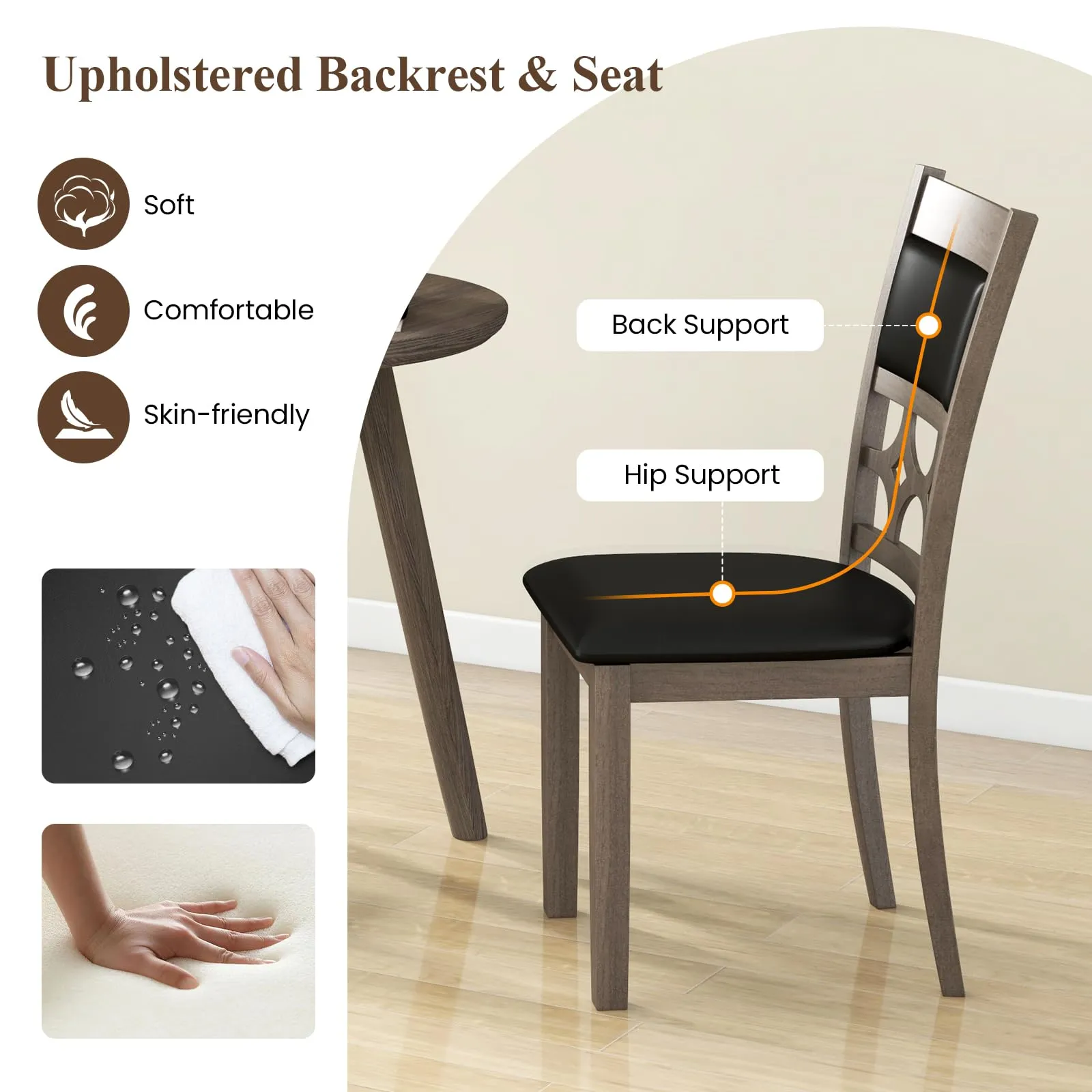 Giantex Wooden Dining Chairs, Farmhouse Armless Kitchen Chairs w/Padded Backrest & Seat