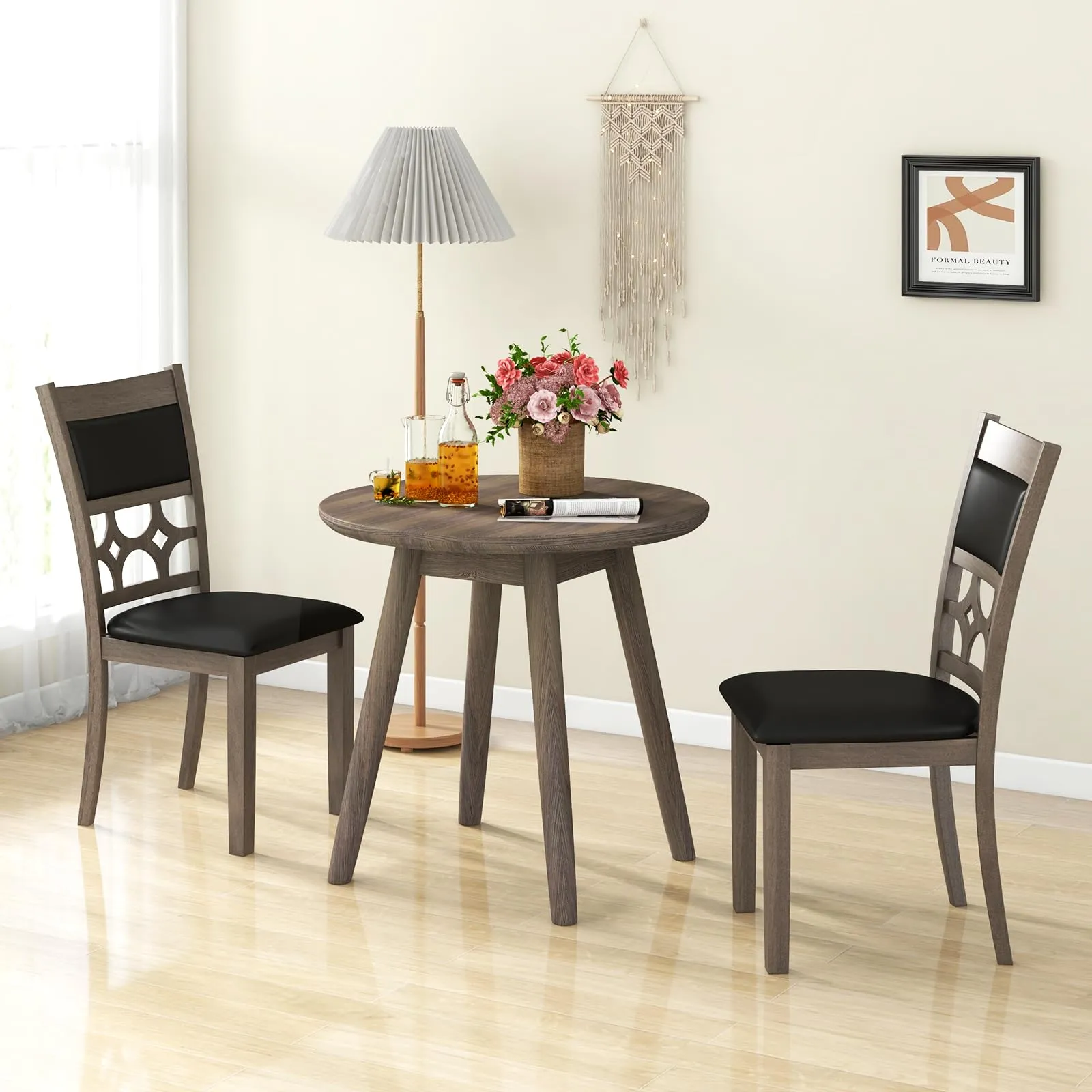 Giantex Wooden Dining Chairs, Farmhouse Armless Kitchen Chairs w/Padded Backrest & Seat