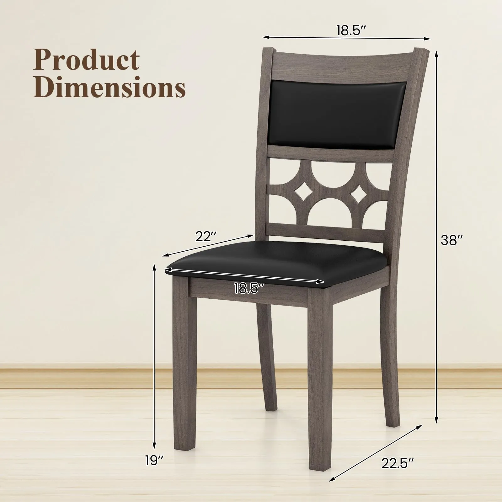 Giantex Wooden Dining Chairs, Farmhouse Armless Kitchen Chairs w/Padded Backrest & Seat