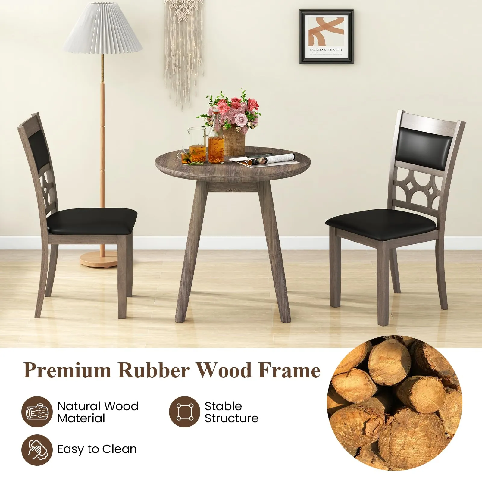 Giantex Wooden Dining Chairs, Farmhouse Armless Kitchen Chairs w/Padded Backrest & Seat