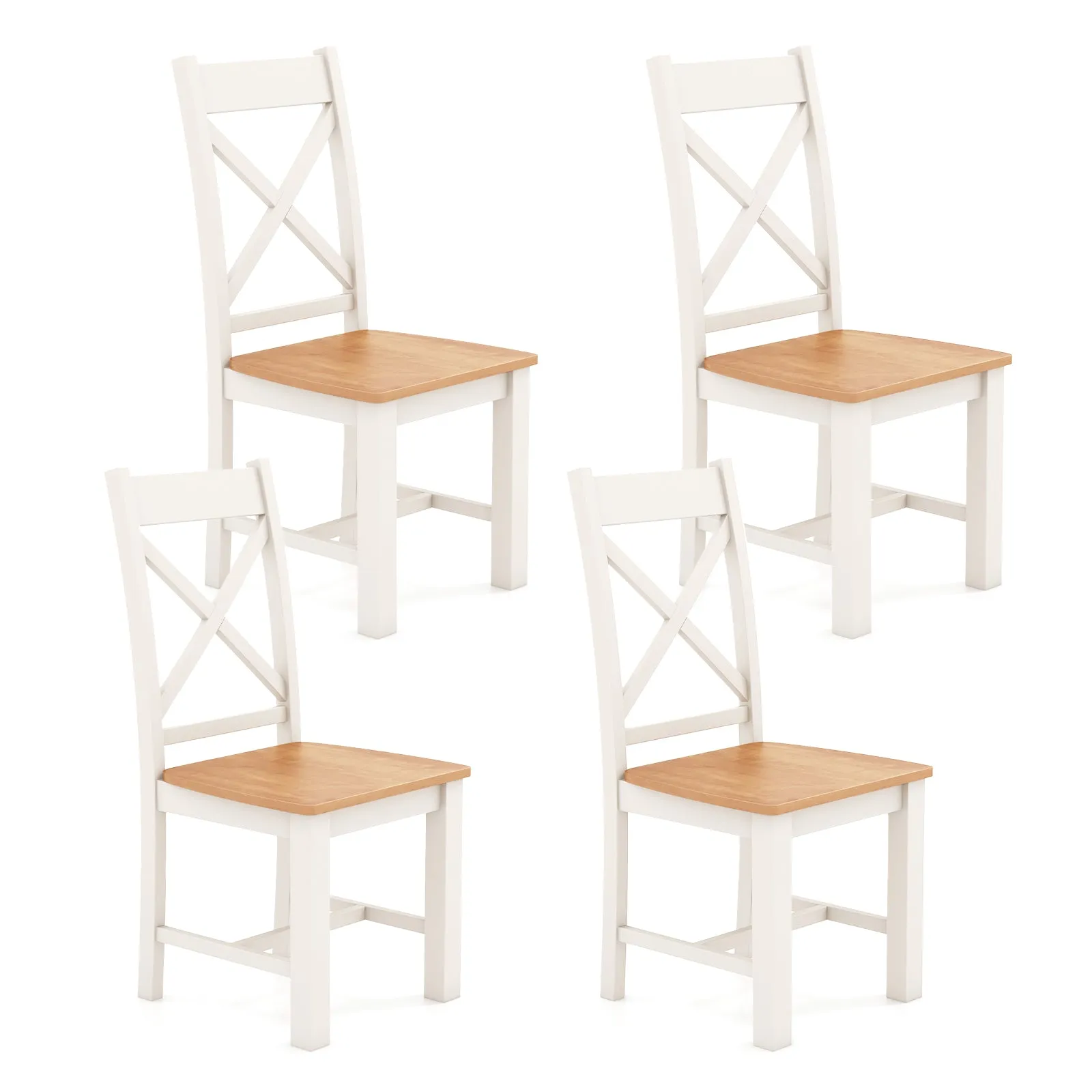 Giantex Wooden Dining Chairs Set, Farmhouse Kitchen Chairs with High Cross Back, Rubber Wood Frame