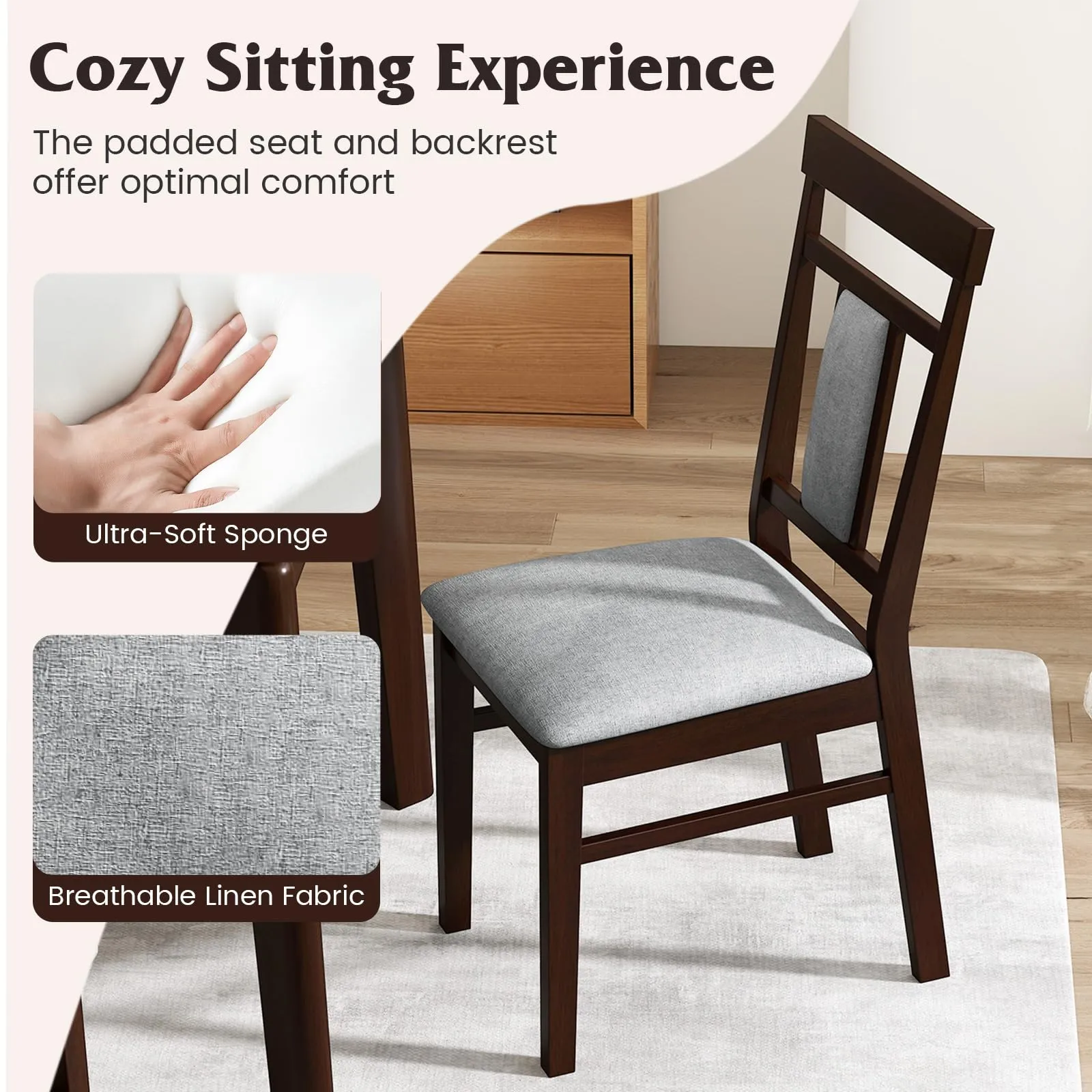 Giantex Wooden Dining Chairs Set for Dining Room Living Room