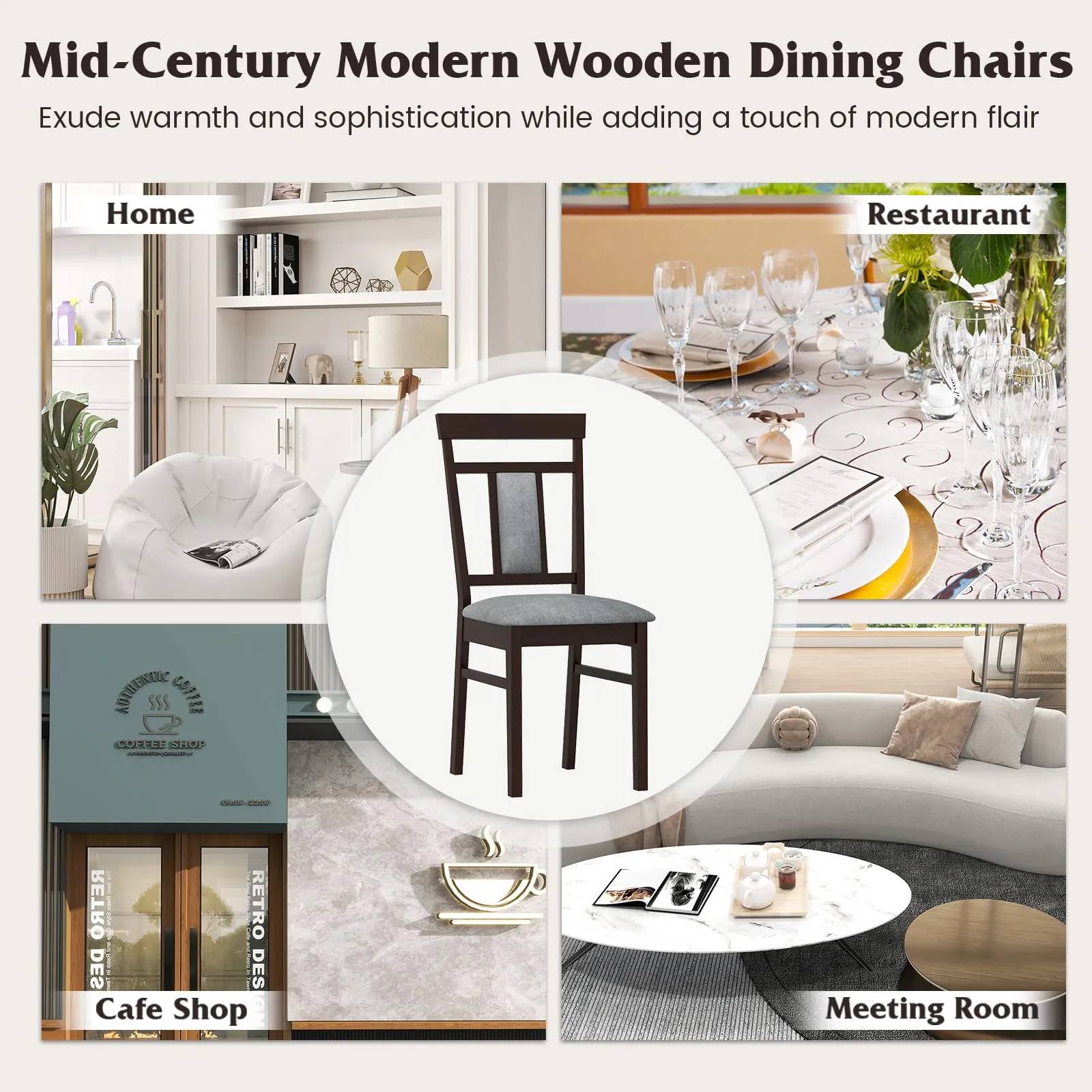 Giantex Wooden Dining Chairs Set for Dining Room Living Room