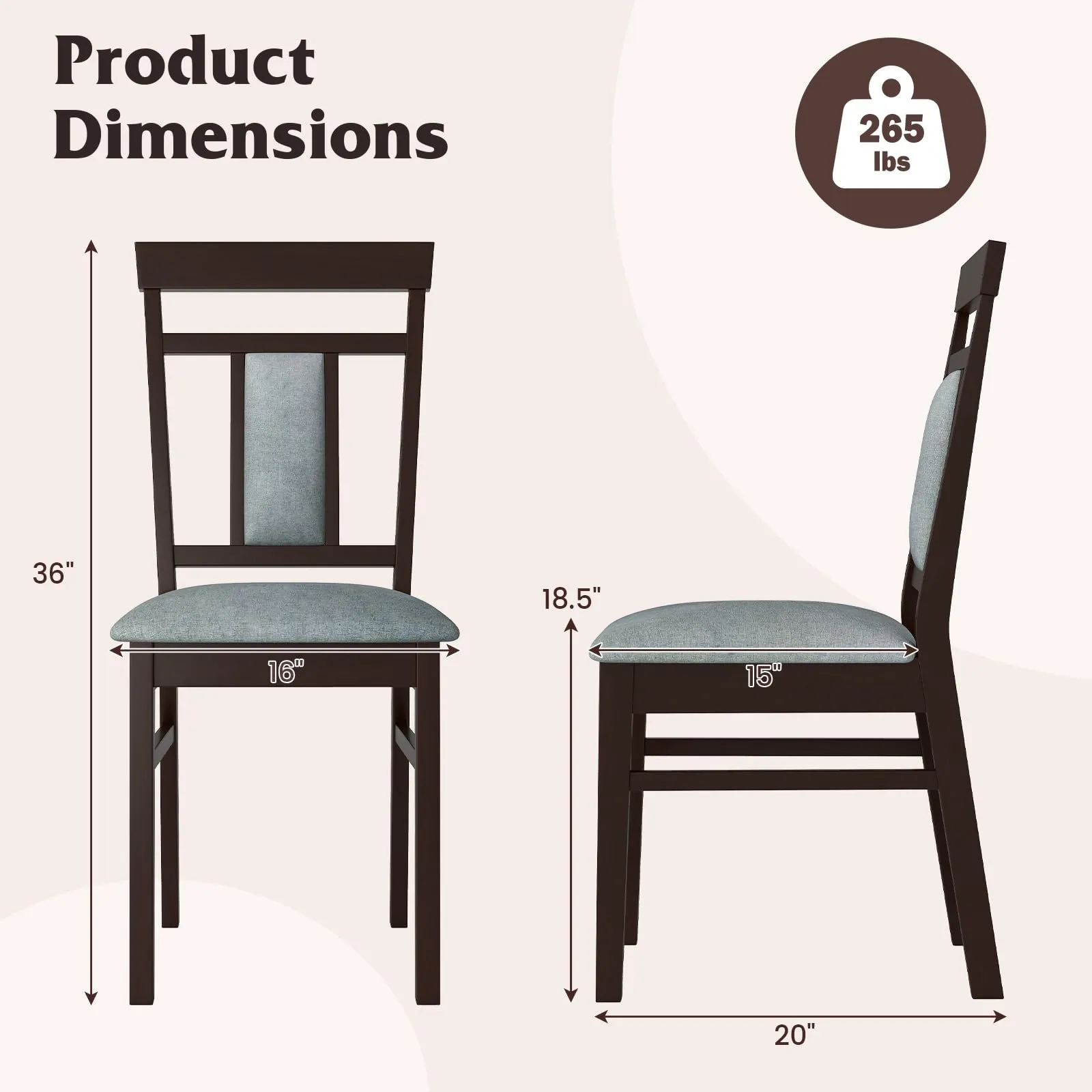 Giantex Wooden Dining Chairs Set for Dining Room Living Room