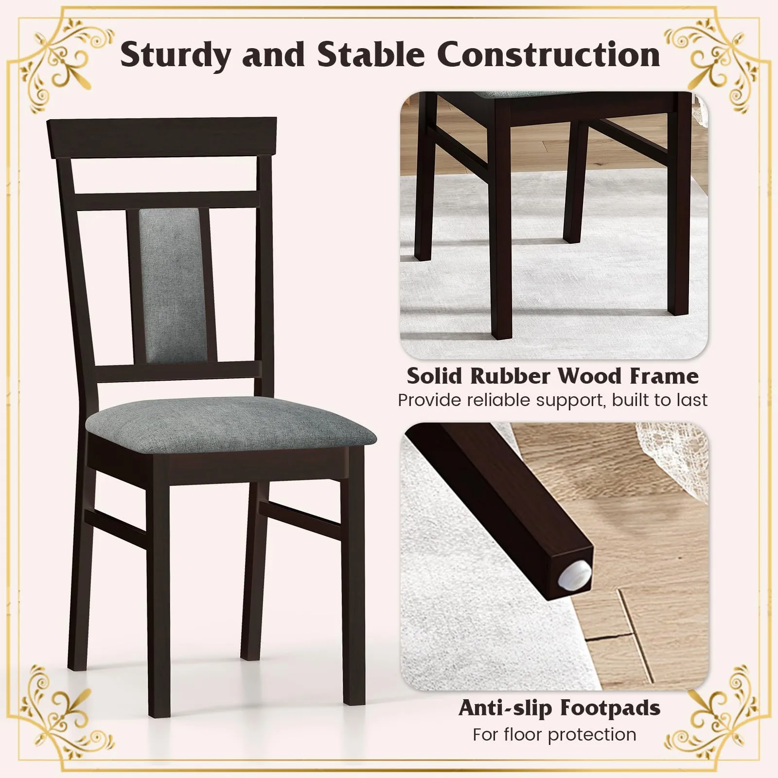 Giantex Wooden Dining Chairs Set for Dining Room Living Room
