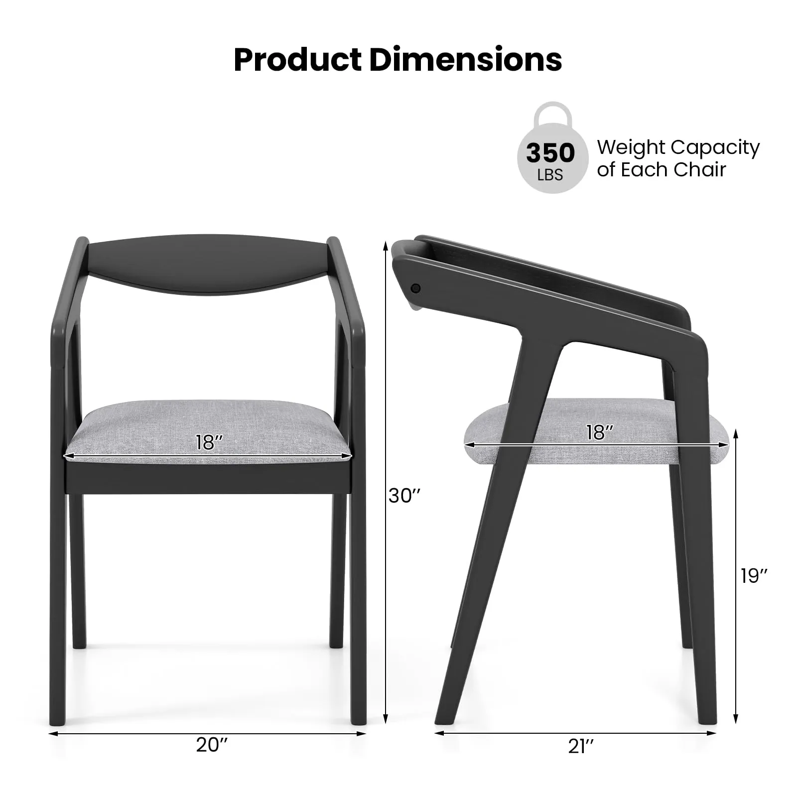 Giantex Wooden Dining Chairs Set, Linen Fabric Upholstered Kitchen Chairs w/Armrests & Padded Cushion