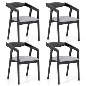 Giantex Wooden Dining Chairs Set, Linen Fabric Upholstered Kitchen Chairs w/Armrests & Padded Cushion set of dining chairs, wooden chairs