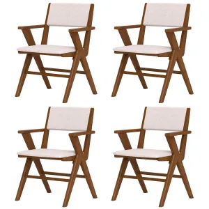 Giantex Wooden Dining Chairs Set, Linen Fabric Upholstered Kitchen Chairs w/Armrests, Rubber Wood Frame set of dining chairs, wooden chairs