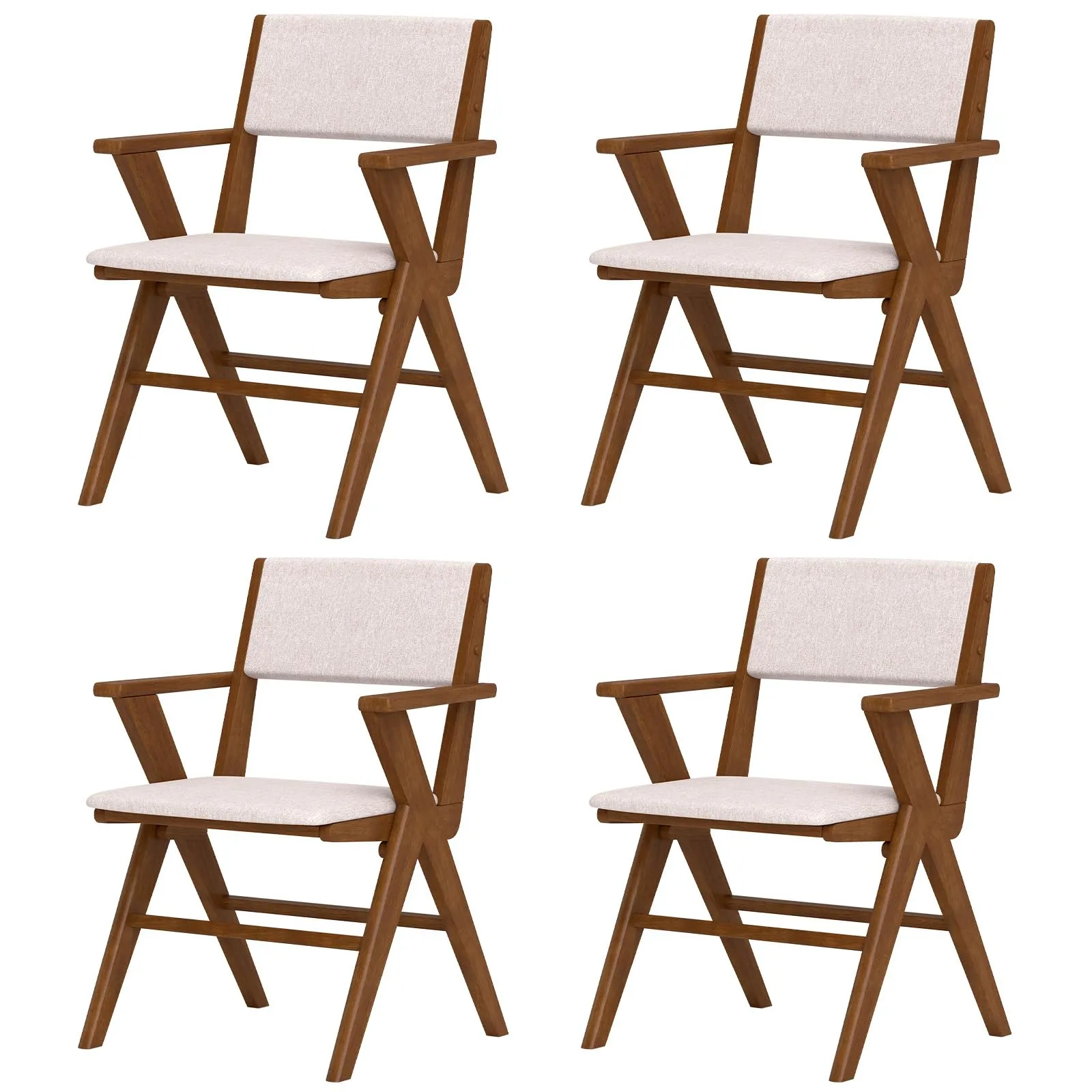 Giantex Wooden Dining Chairs Set, Linen Fabric Upholstered Kitchen Chairs w/Armrests, Rubber Wood Frame set of dining chairs, wooden chairs