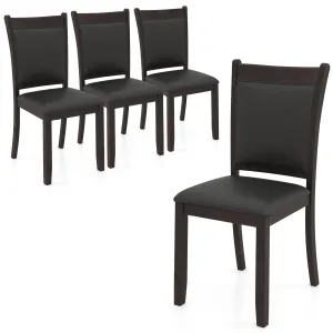 Giantex Wooden Dining Chairs Set, Modern Armless Kitchen Chairs w/Padded Backrest & Seat, Rubber Wood Frame set of dining chairs, wooden chairs