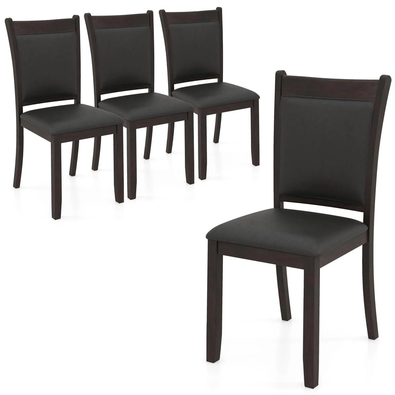 Giantex Wooden Dining Chairs Set, Modern Armless Kitchen Chairs w/Padded Backrest & Seat, Rubber Wood Frame set of dining chairs, wooden chairs