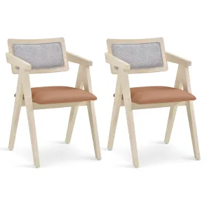 Giantex Wooden Dining Chairs Set of 2, Mid Century Upholstered Kitchen Chairs w/Leathaire Seat Cushions set of dining chairs, wooden chairs