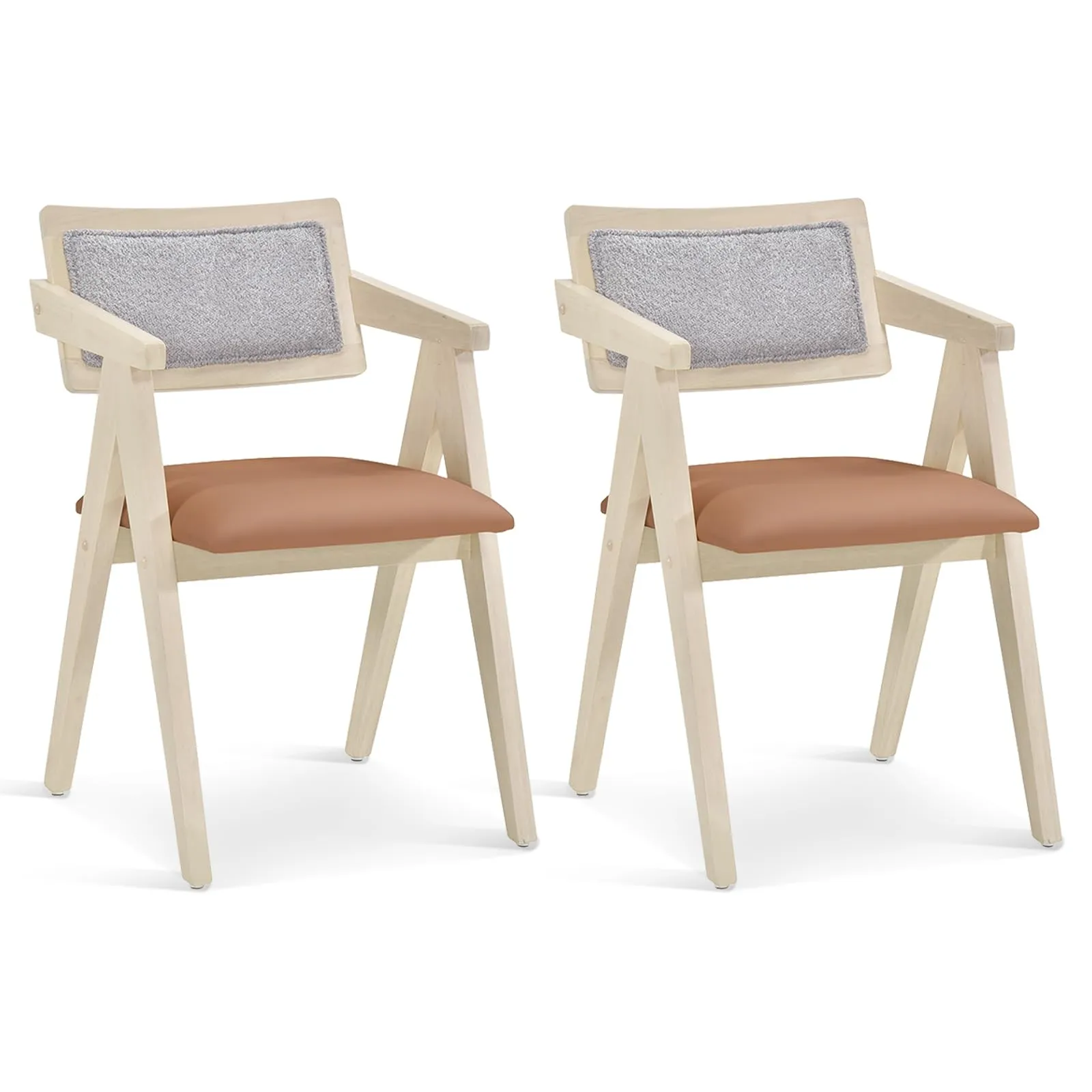 Giantex Wooden Dining Chairs Set of 2, Mid Century Upholstered Kitchen Chairs w/Leathaire Seat Cushions set of dining chairs, wooden chairs